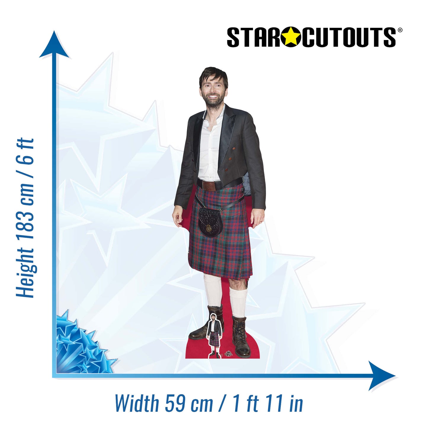 CS739 David Tennant – Kilt Height 183cm Lifesize Cardboard Cut Out With Mini