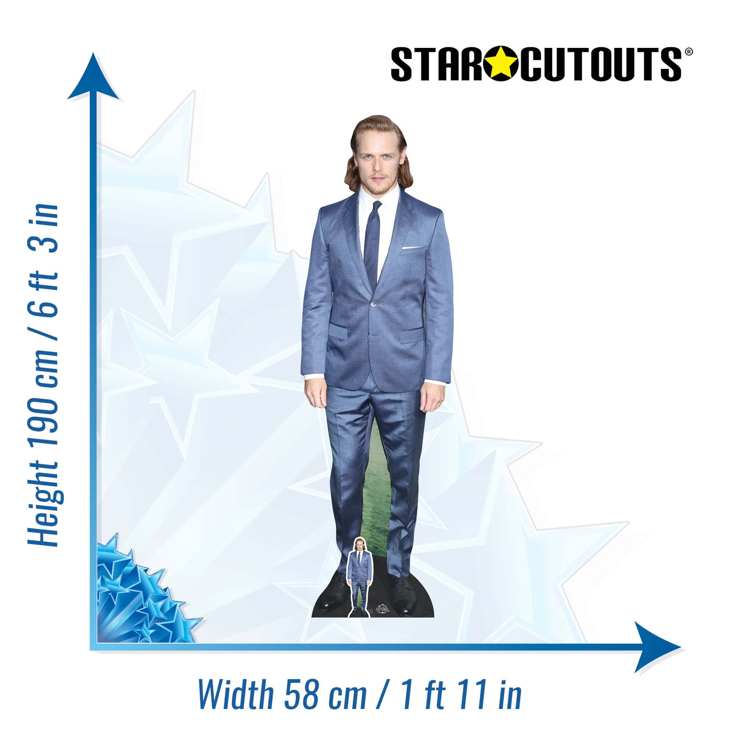 CS745 Sam Heughan Height 190cm Lifesize Cardboard Cut Out With Mini