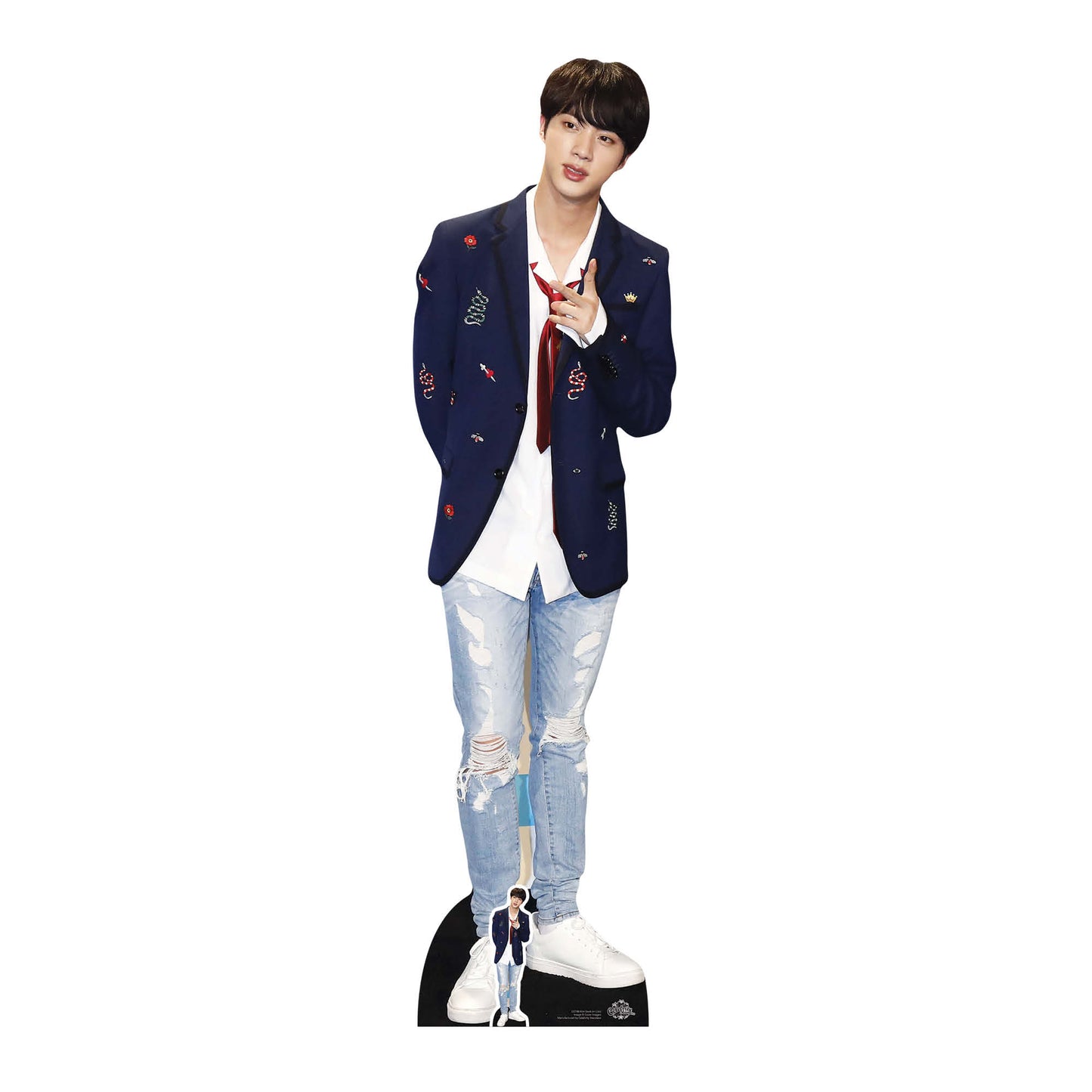 CS748 Kim Seok-jin (Jin) Red Tie BTS BANGTAN BOYS Height 179cm Lifesize Cardboard Cut Out With Mini