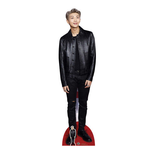 CS750 Kim Nam-joon (RAP MONSTER) Black Leather BTS BANGTAN BOYS Height 182cm Lifesize Cardboard Cut Out With Mini