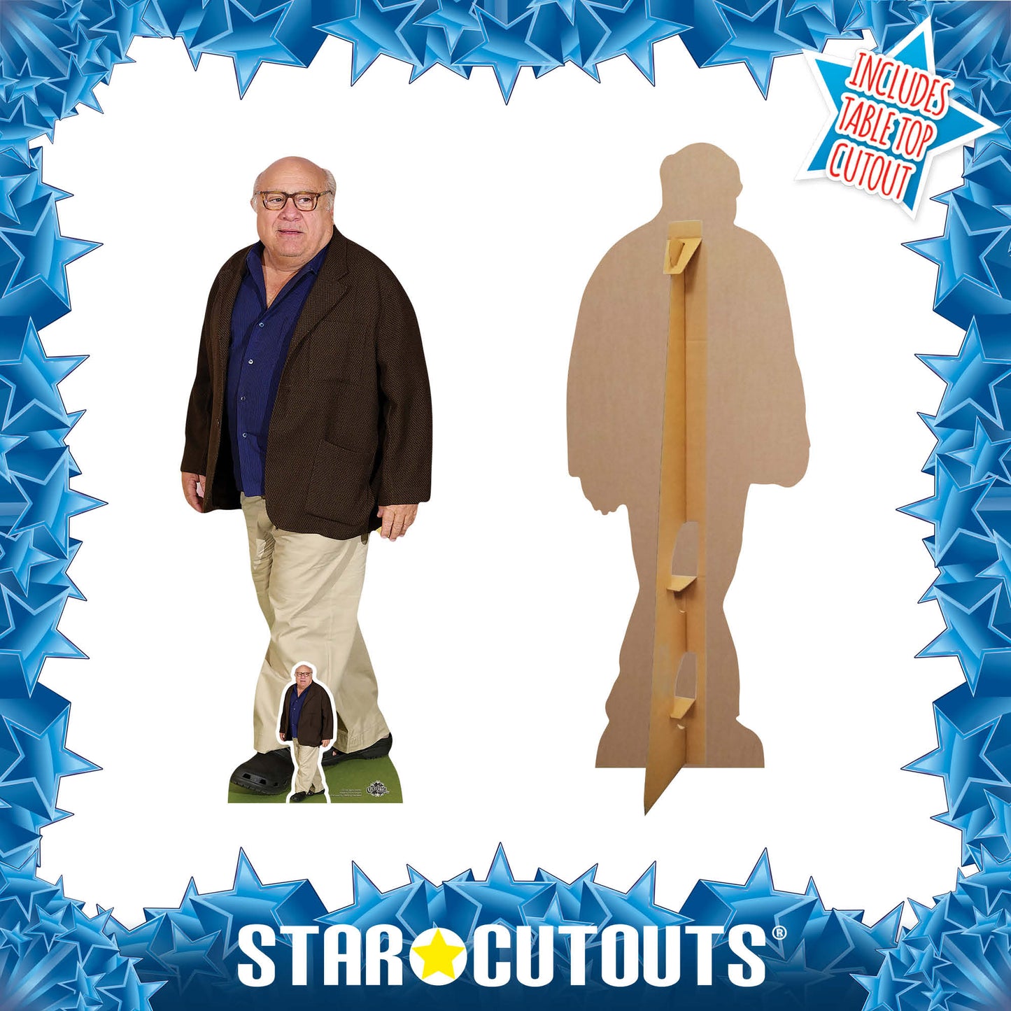 CS754 Danny DeVito Blue Shirt Cream Trousers Height 148cm Lifesize Cardboard Cut Out With Mini