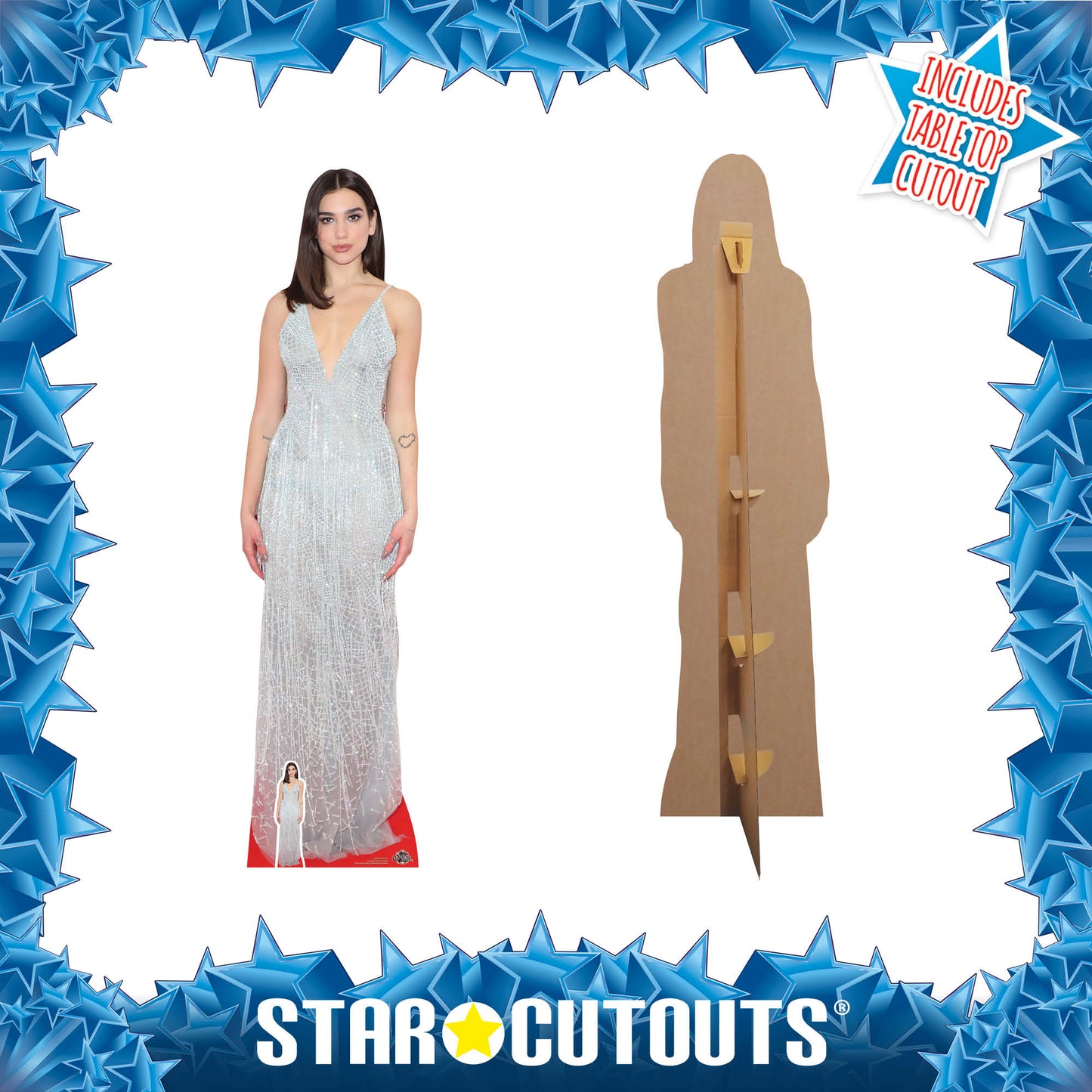 CS759 Dua Lipa White Dress Height 173cm Lifesize Cardboard Cut Out With Mini