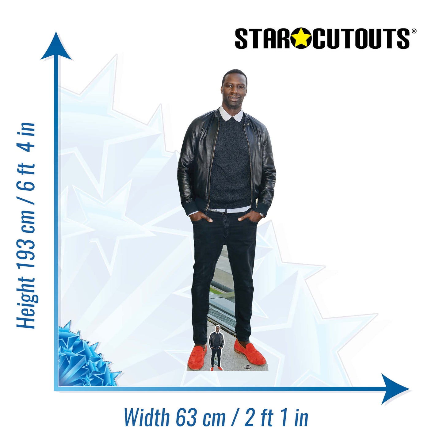 CS762 Omar Sy Height 193cm Lifesize Cardboard Cut Out With Mini