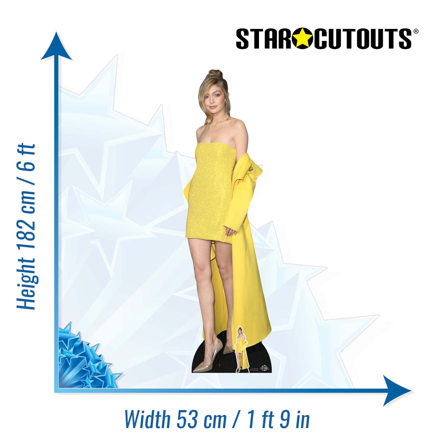 CS769 Gigi Hadid Height 182cm Lifesize Cardboard Cut Out With Mini