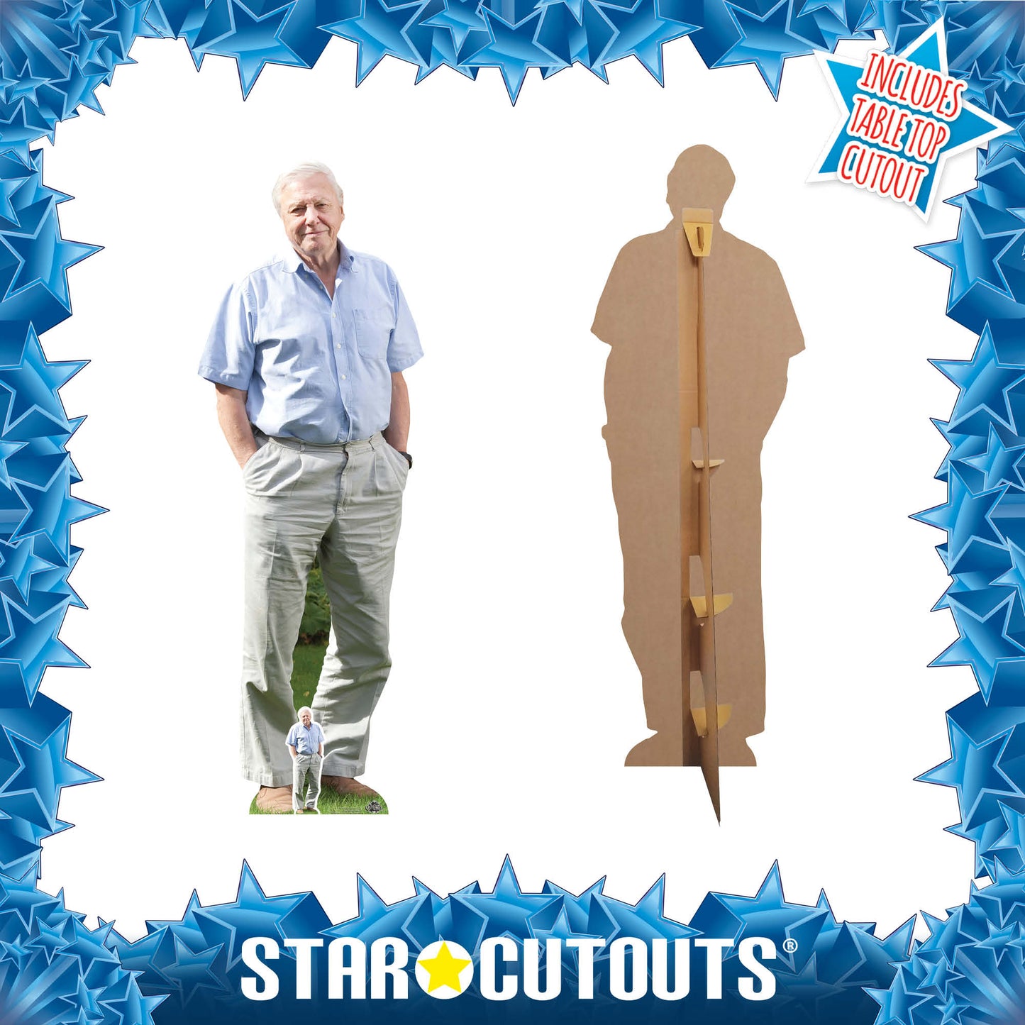 CS774 David Attenborough Height 178cm Lifesize Cardboard Cut Out With Mini