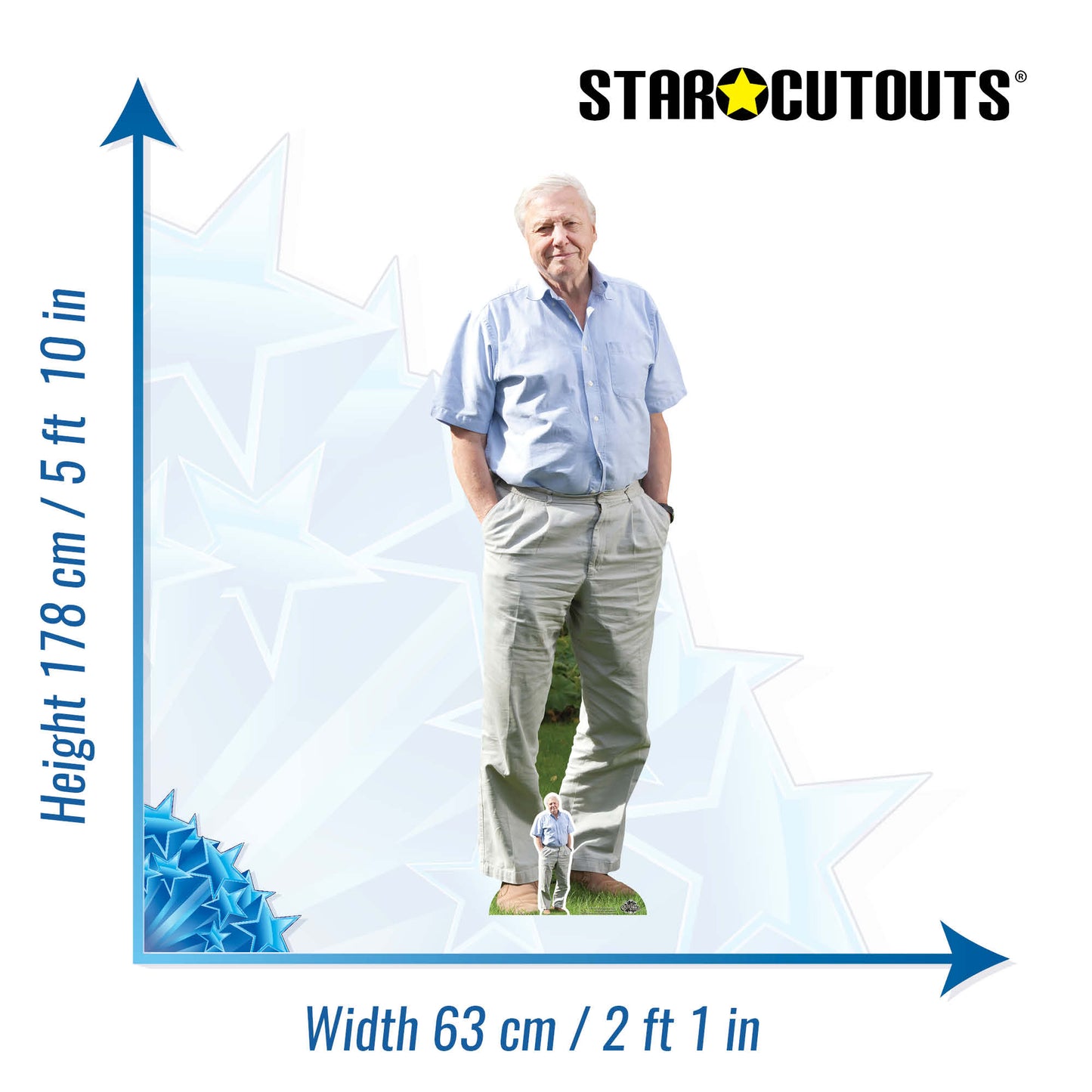 CS774 David Attenborough Height 178cm Lifesize Cardboard Cut Out With Mini