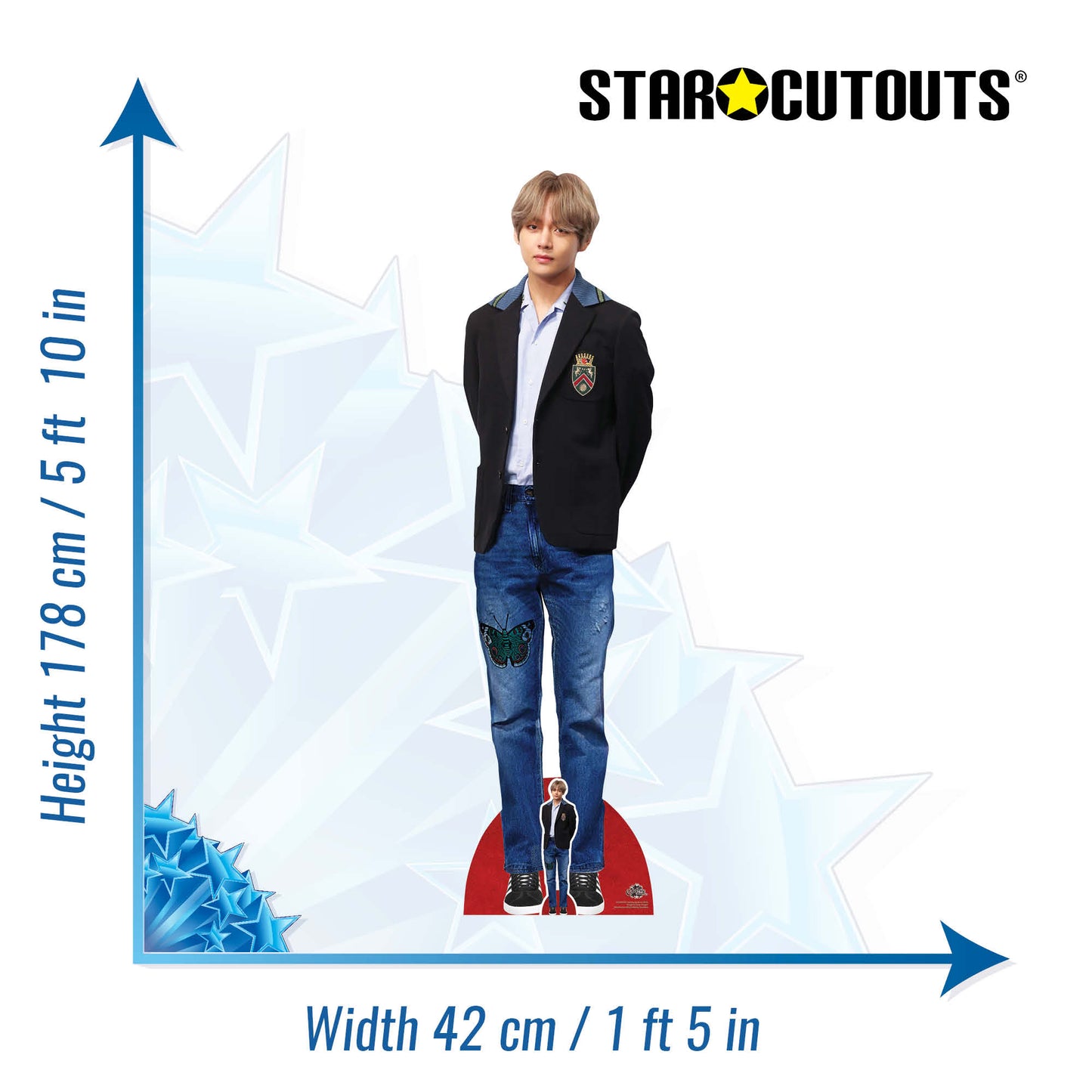 CS784 V BTS V (BTSPop) Kim Tae-hyung Blazer Height 178cm Lifesize Cardboard Cut Out With Mini