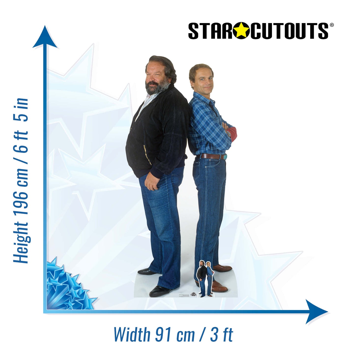 CS797 Bud Spencer and Terence Hill Height 196cm Lifesize Cardboard Cut Out With Mini