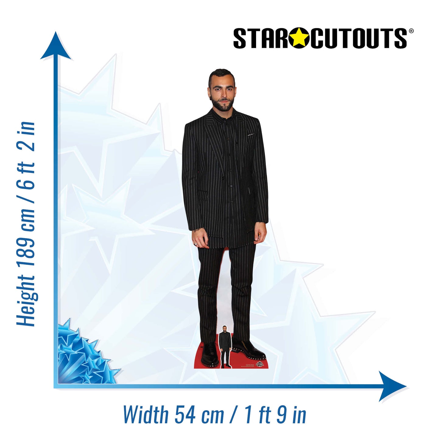 CS819 Marco Mengoni Height 189cm Lifesize Cardboard Cut Out With Mini