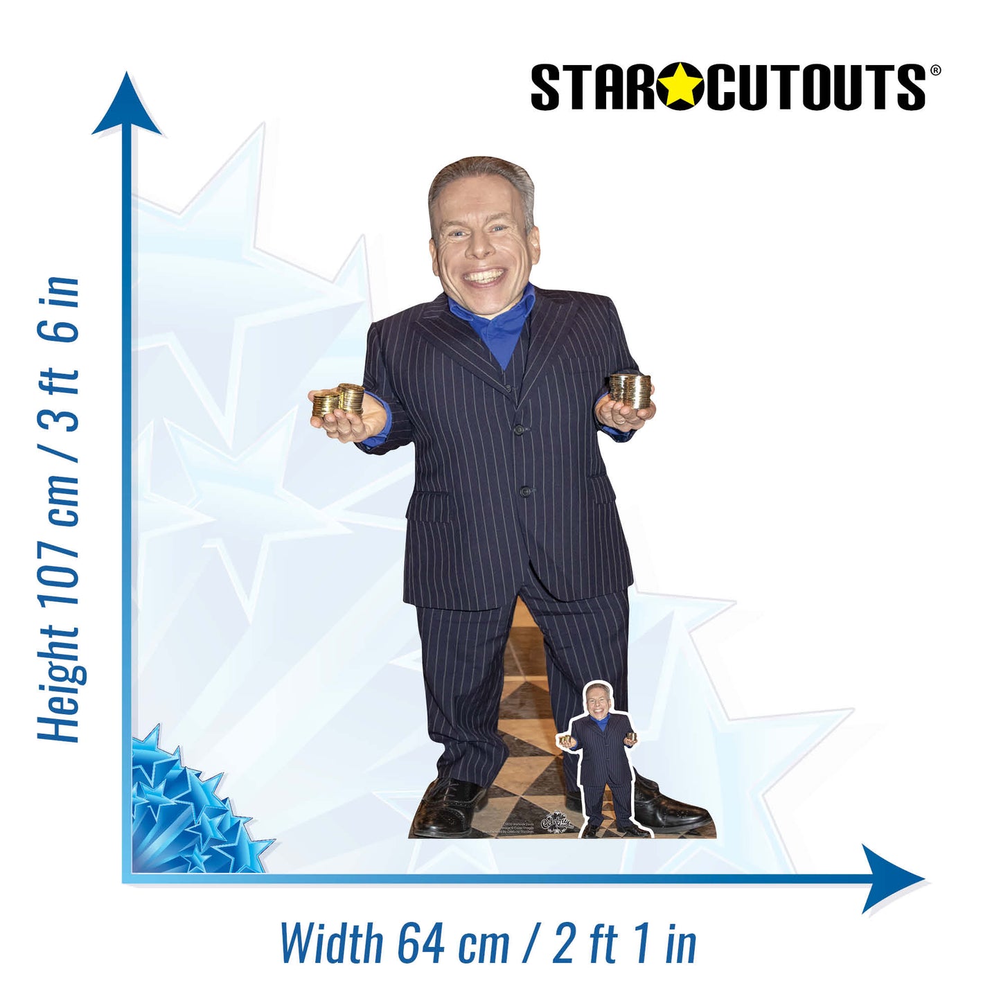 CS830 Warwick Davis Height 107cm Lifesize Cardboard Cut Out With Mini