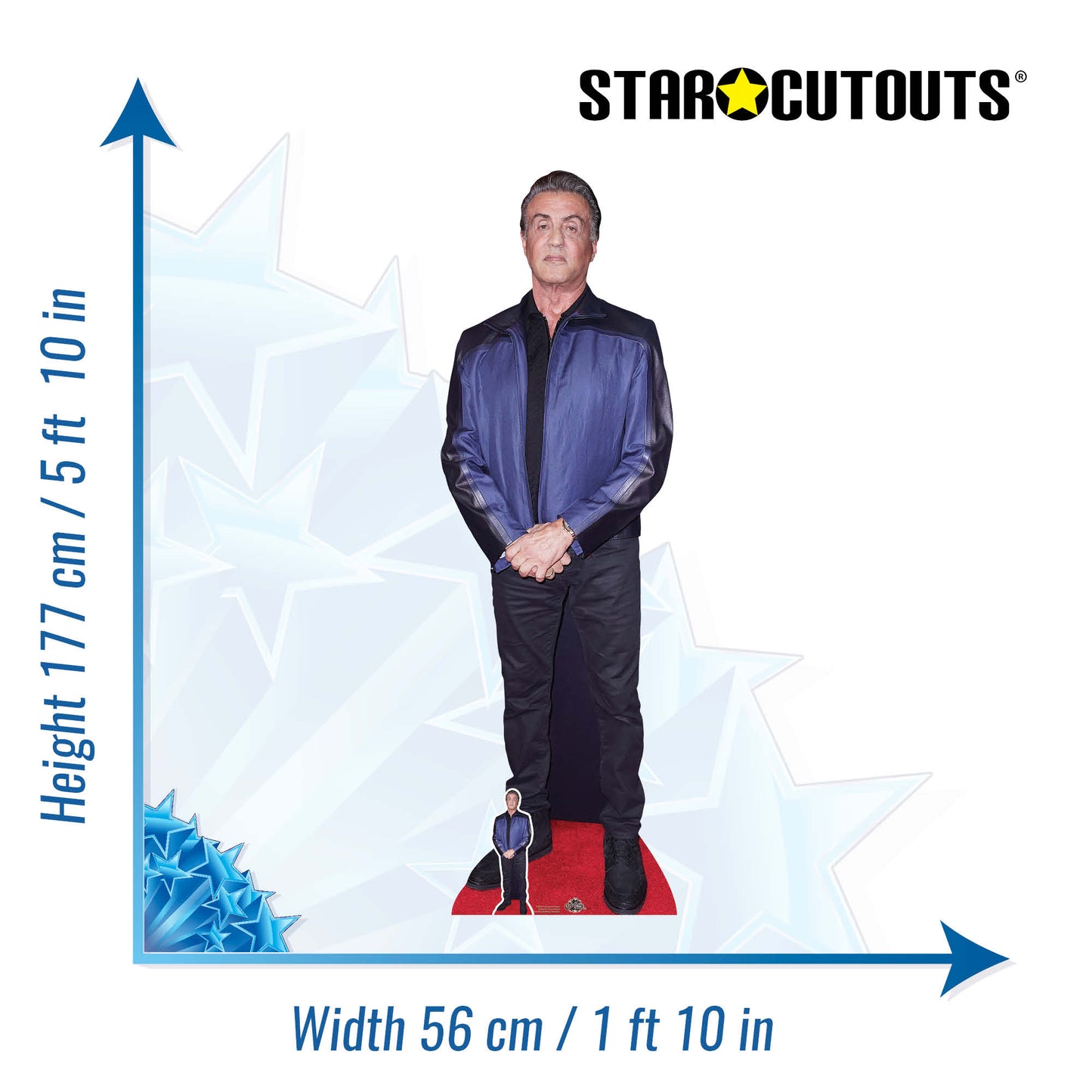 CS831 Sylvester Stallone Height 177cm Lifesize Cardboard Cut Out With Mini