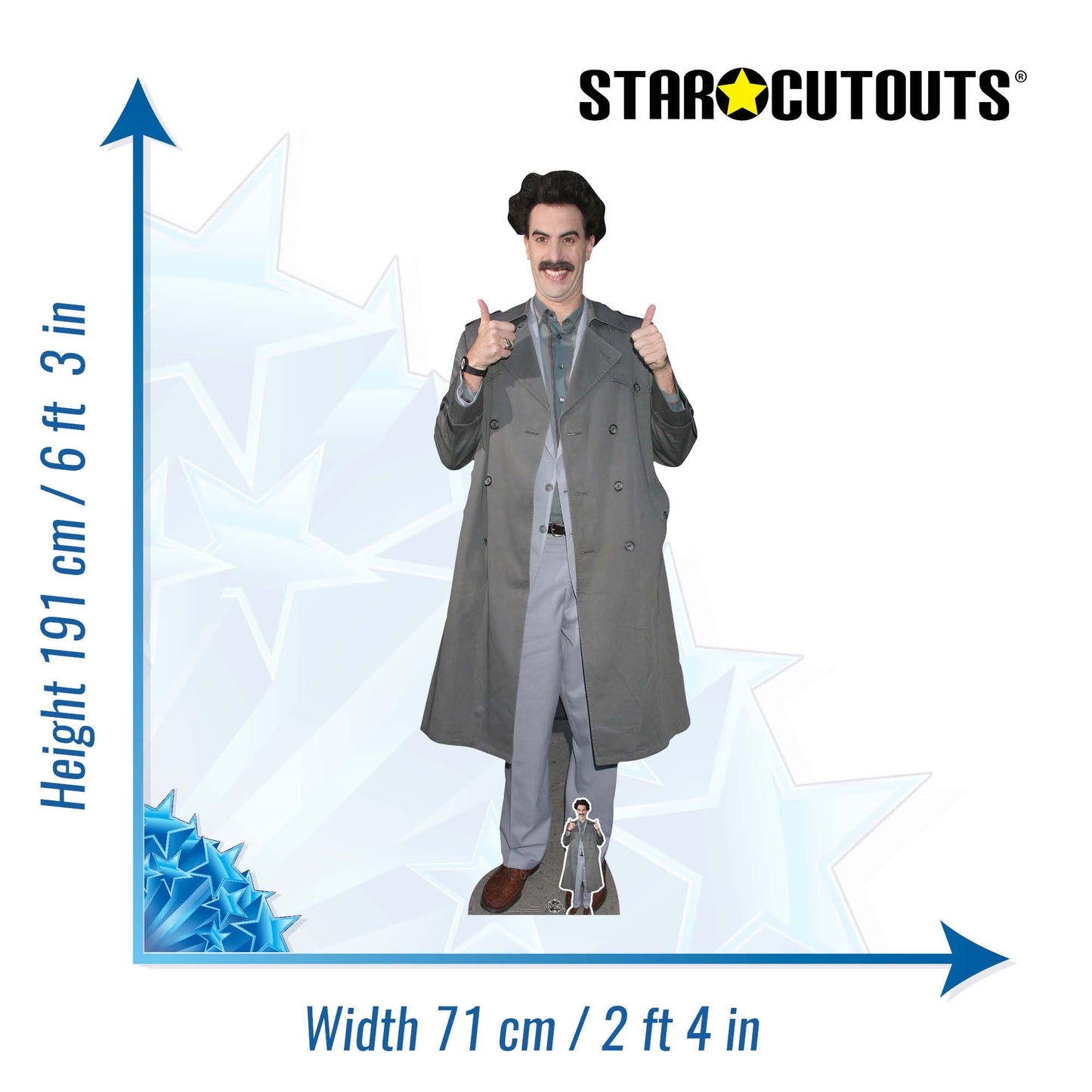 CS839 Borat Sacha Baron Cohen Height 191cm Lifesize Cardboard Cut Out With Mini