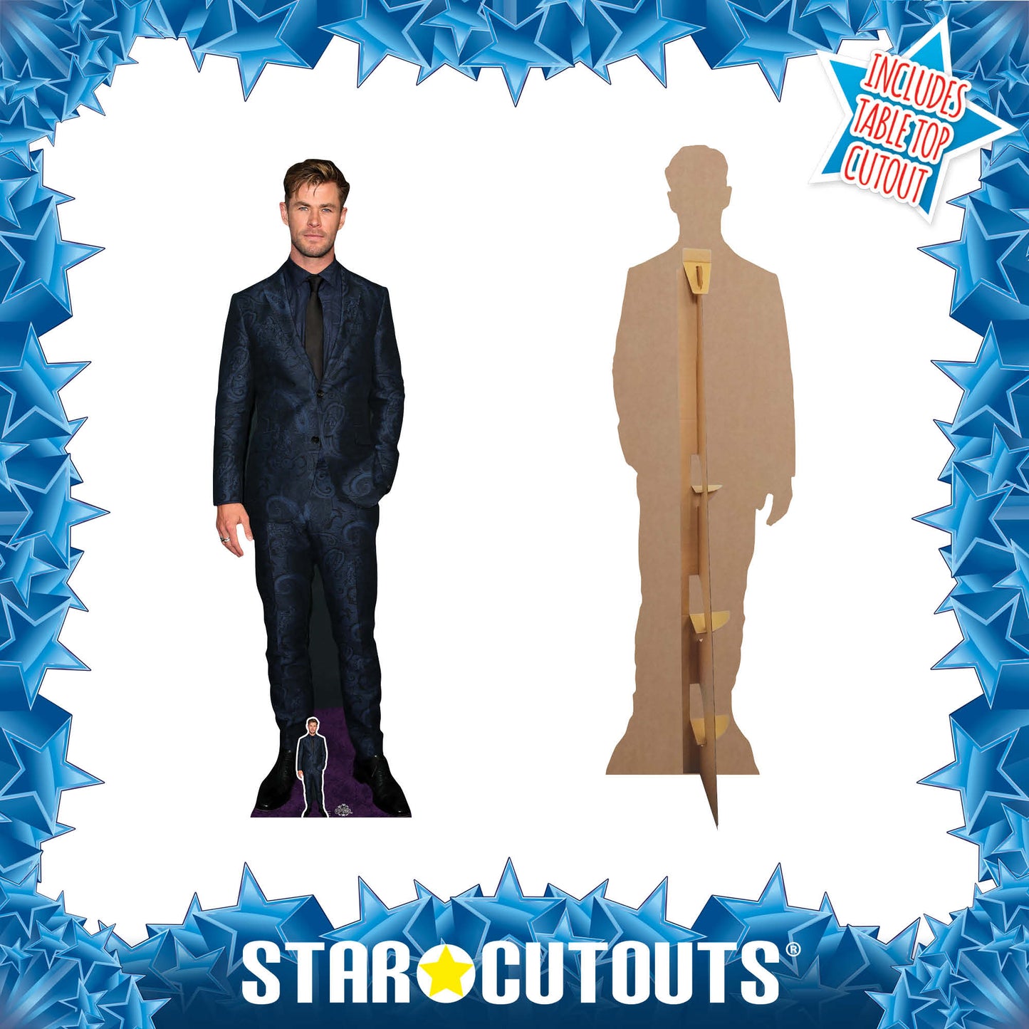 CS845 Chris Hemsworth Blue Suit Height 190cm Lifesize Cardboard Cut Out With Mini