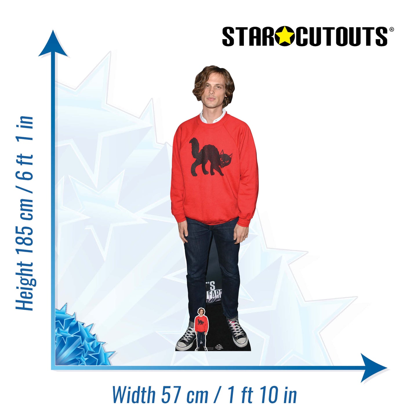 CS857 Matthew Gray Gubler Red Jumper Height 185cm Lifesize Cardboard Cut Out With Mini