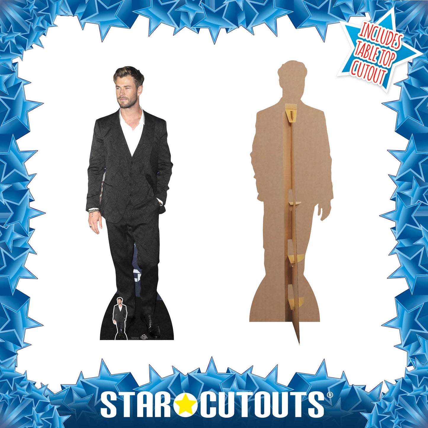 CS858 Chris Hemsworth White Shirt Height 190cm Lifesize Cardboard Cut Out With Mini