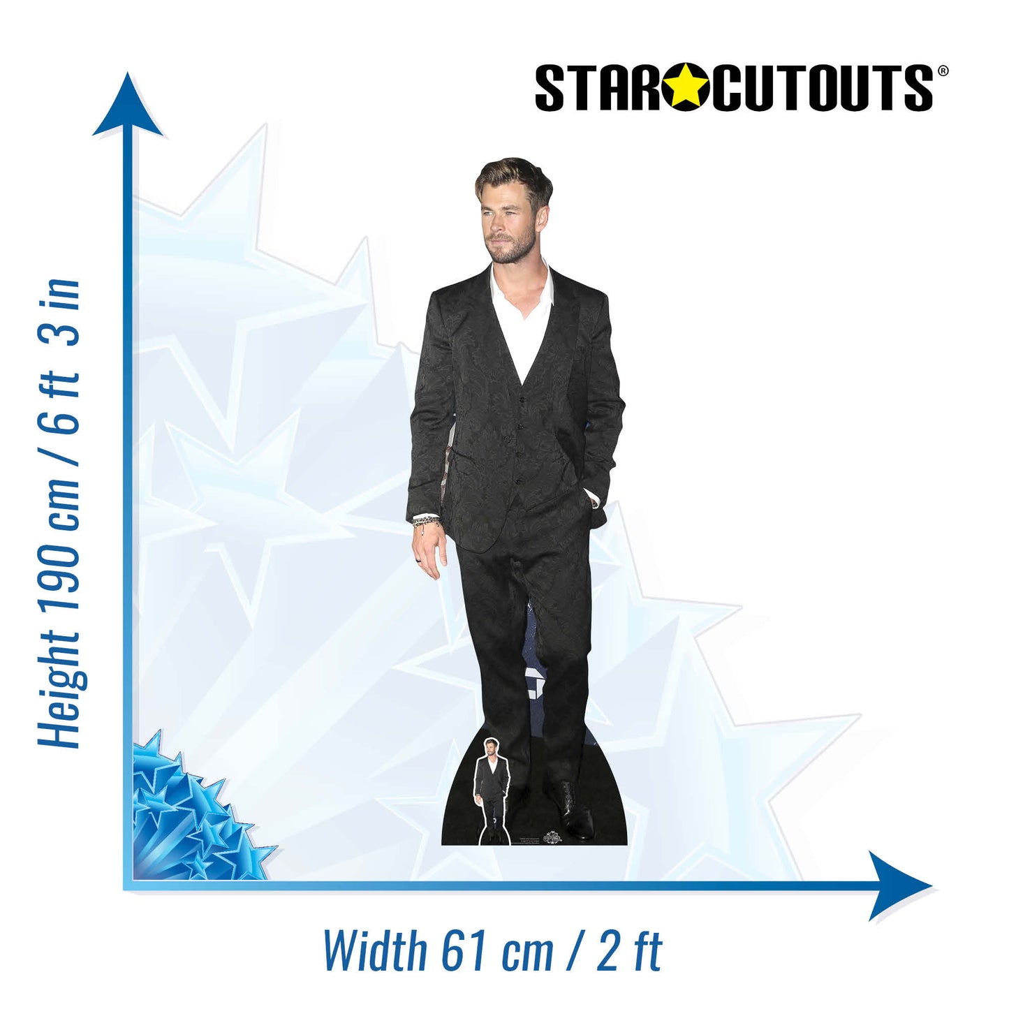 CS858 Chris Hemsworth White Shirt Height 190cm Lifesize Cardboard Cut Out With Mini