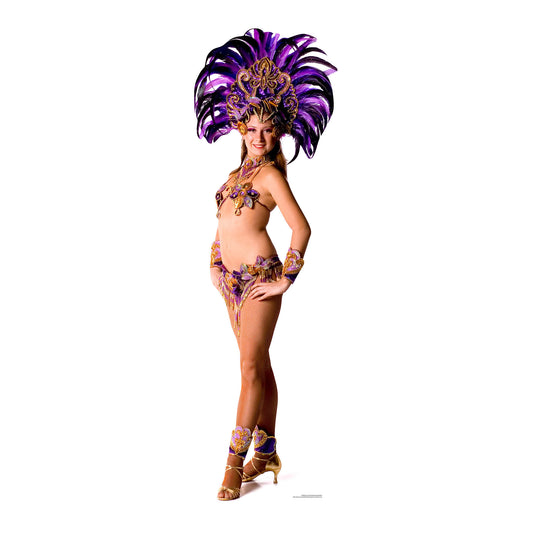 SC860 Carnival Purple Peacock Babe Cardboard Cut Out Height 194cm