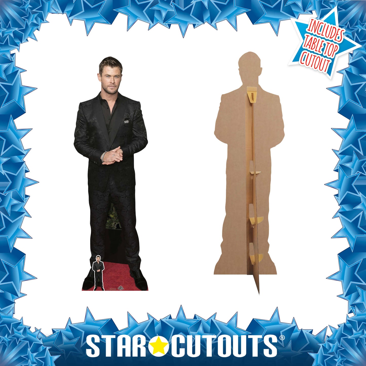 CS870 Chris Hemsworth Black Shirt Height 190cm Lifesize Cardboard Cut Out With Mini