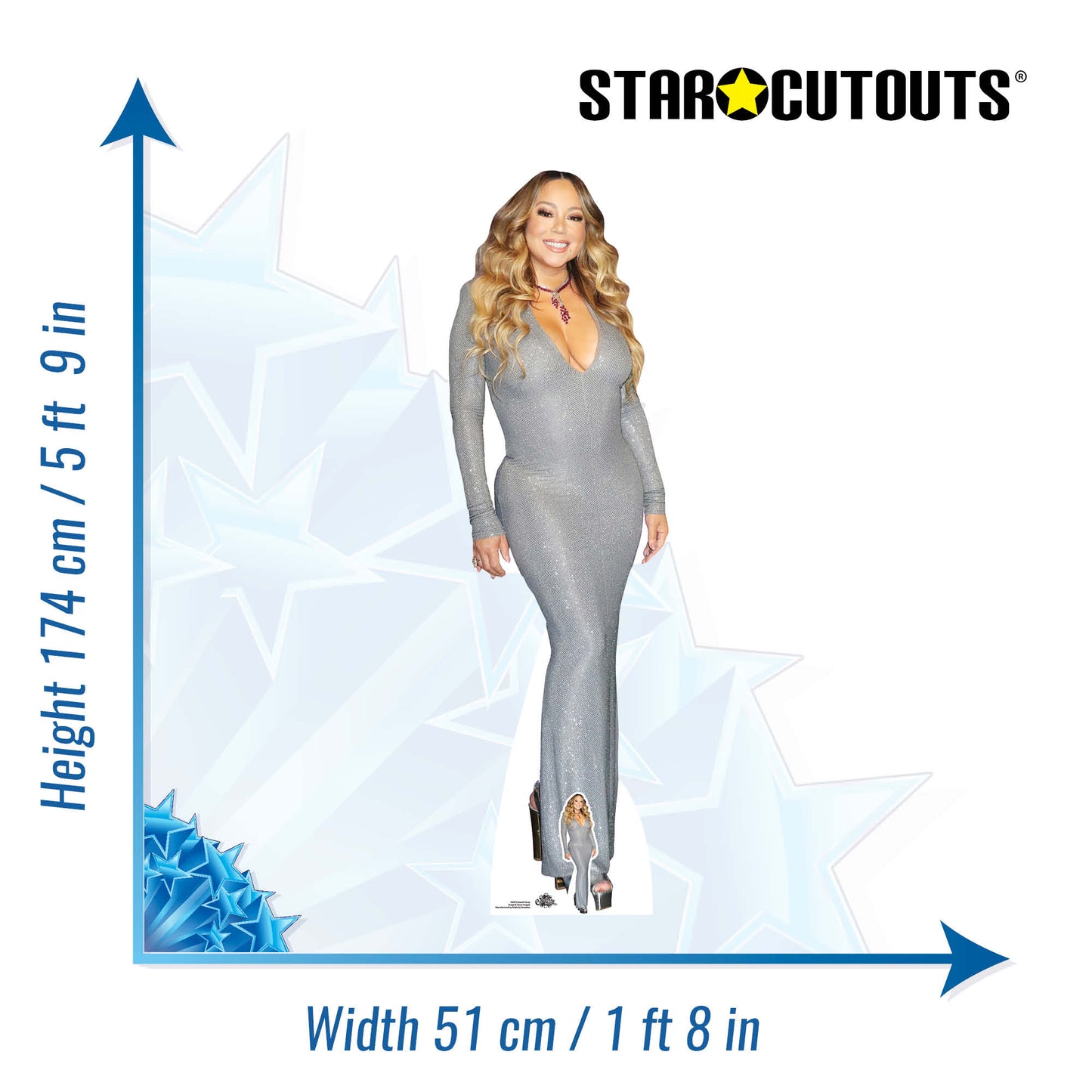 CS873 Mariah Carey Singer Height 174cm Lifesize Cardboard Cut Out With Mini