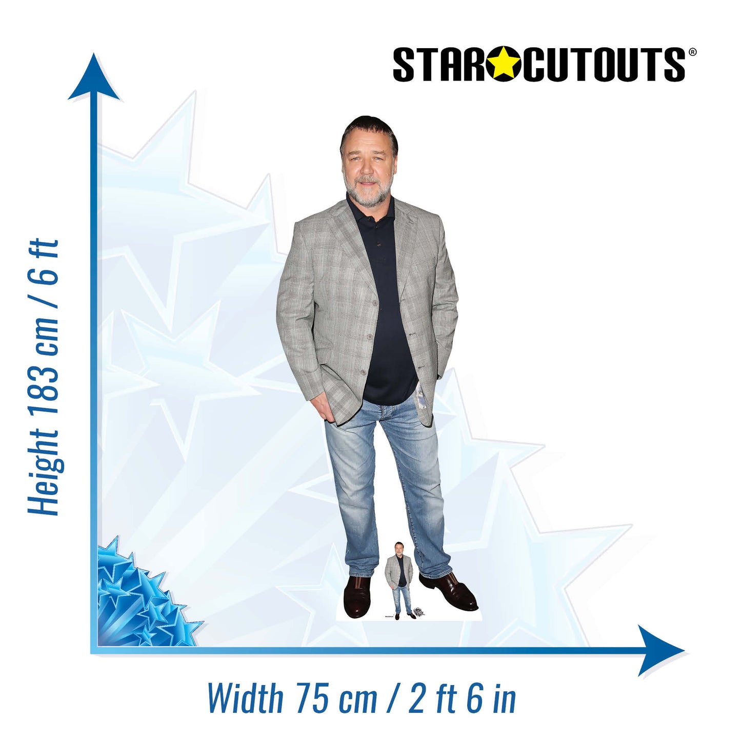 CS874 Russell Crowe Actor Height 183cm Lifesize Cardboard Cut Out With Mini