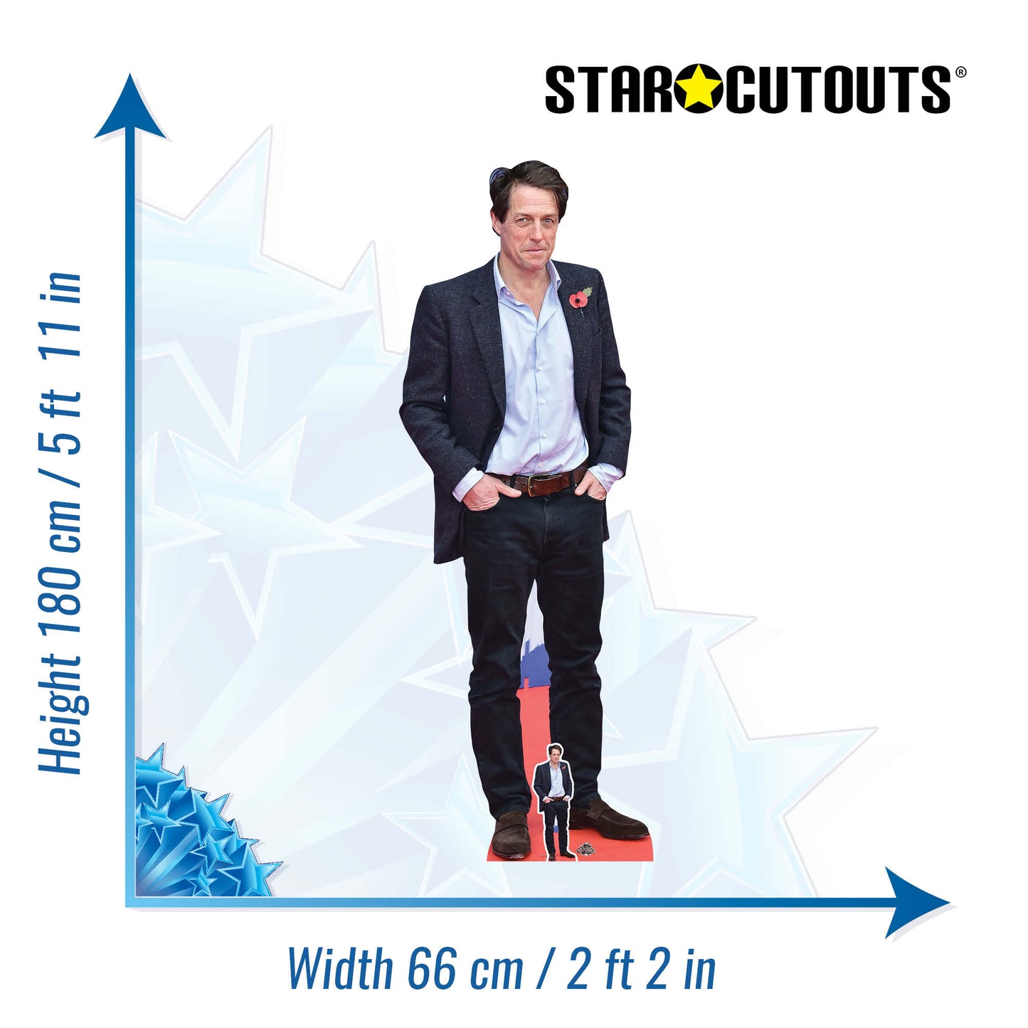 CS894 Hugh Grant Blue Shirt Height 180cm Lifesize Cardboard Cut Out With Mini