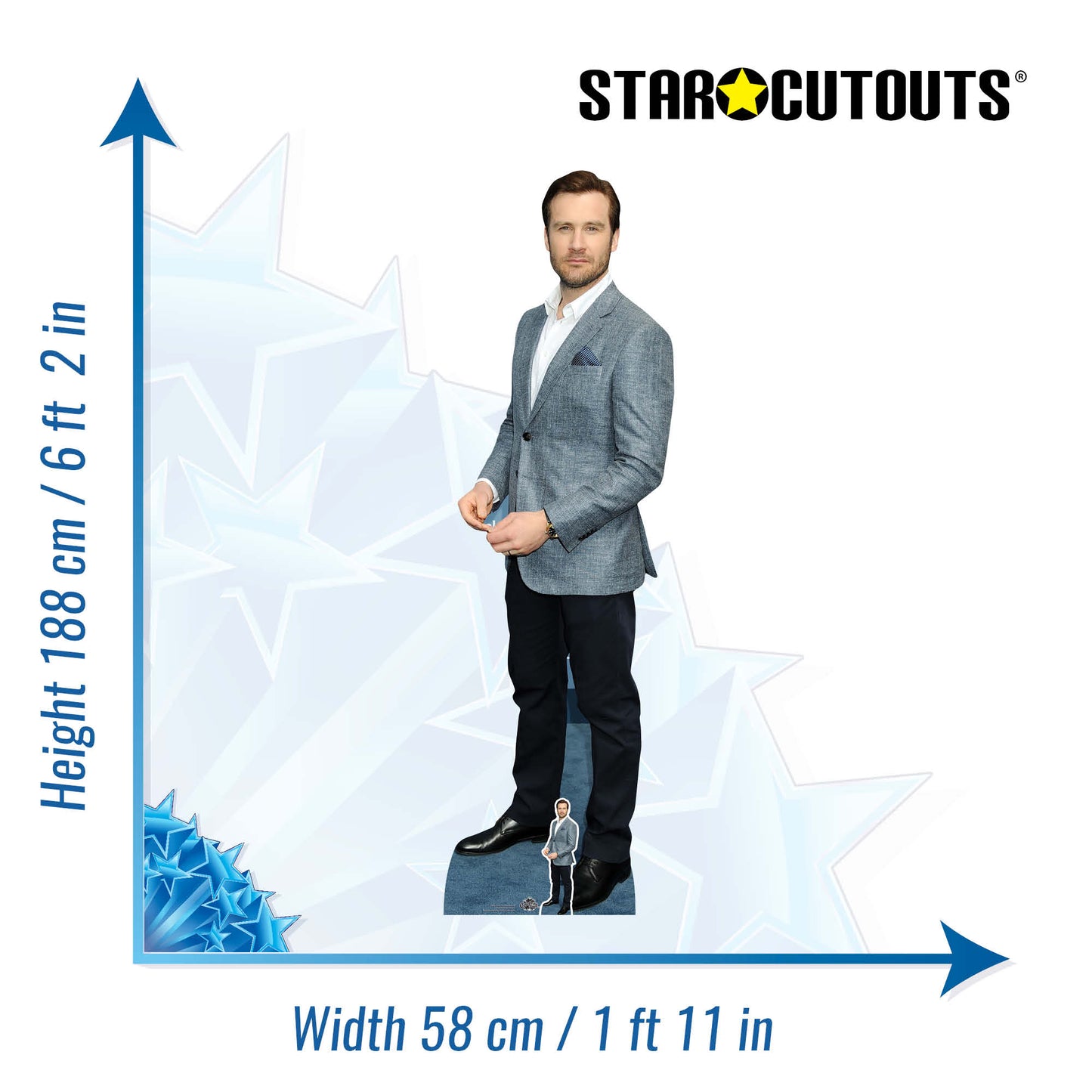 CS896 Clive Standen (Grey Jacket) Height 188cm Lifesize Cardboard Cut Out With Mini