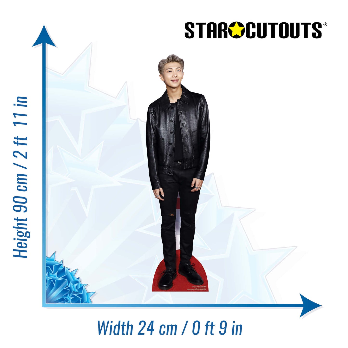 CS904 BTS Bangtan Boy Black Leather Kim_Nam_joon_RM (Star Mini) Height 90cm Small Cardboard Cut Out