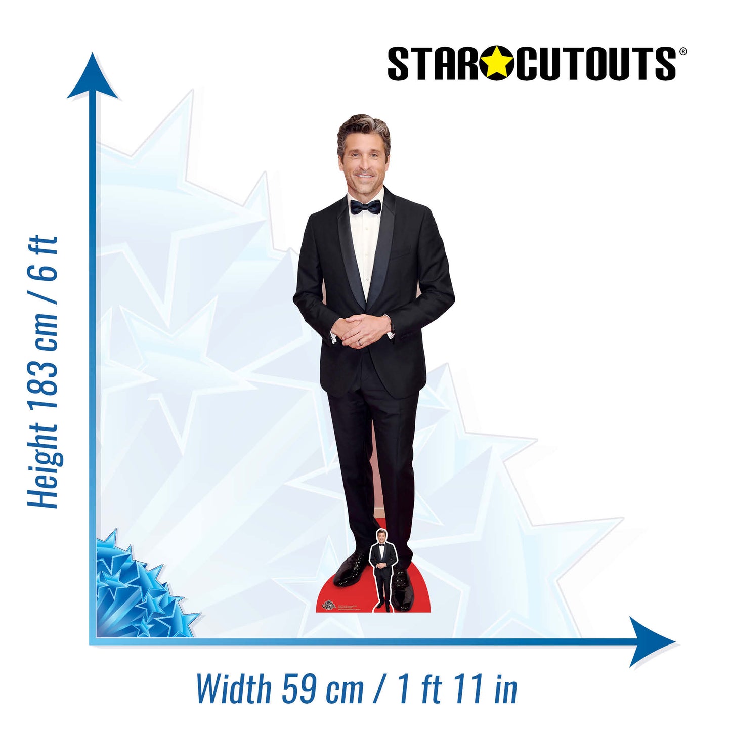 CS907 Patrick Dempsey Smart Suit Height 183cm Lifesize Cardboard Cut Out With Mini