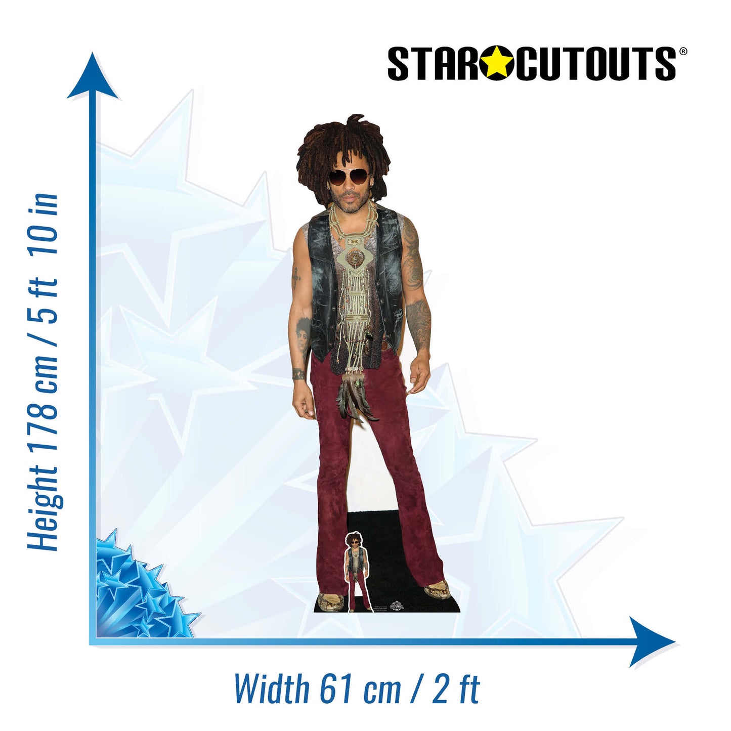 CS908 Lenny Kravitz (Red Jeans) Height 178cm Lifesize Cardboard Cut Out With Mini