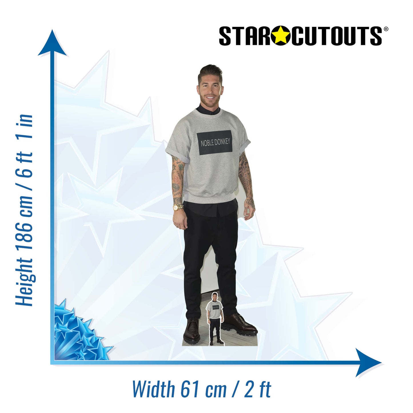 CS926 Sergio Ramos Footballer Height 186cm Lifesize Cardboard Cut Out With Mini