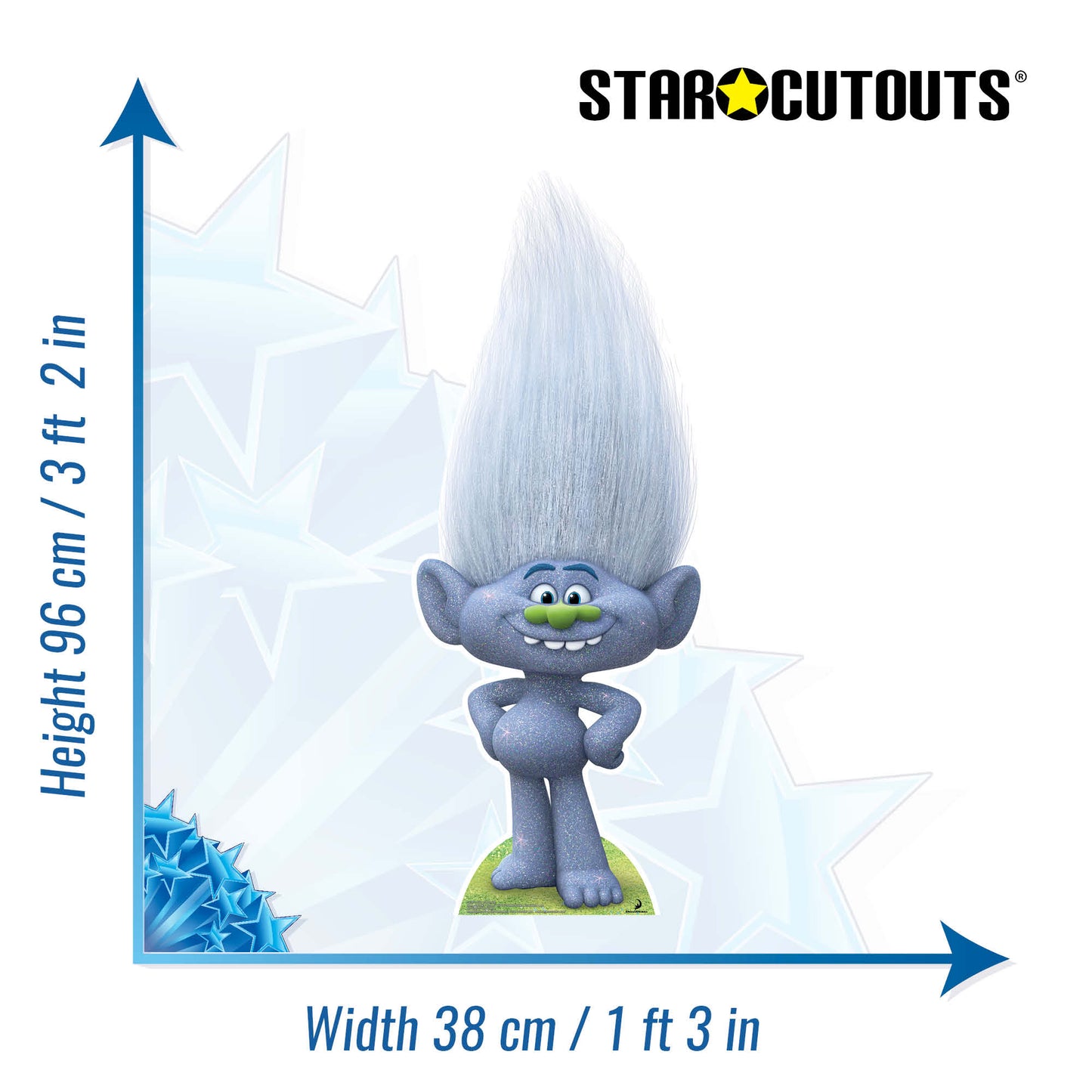 SC927 Glittery Grey Troll Guy Diamond Cardboard Cut Out Height 96cm