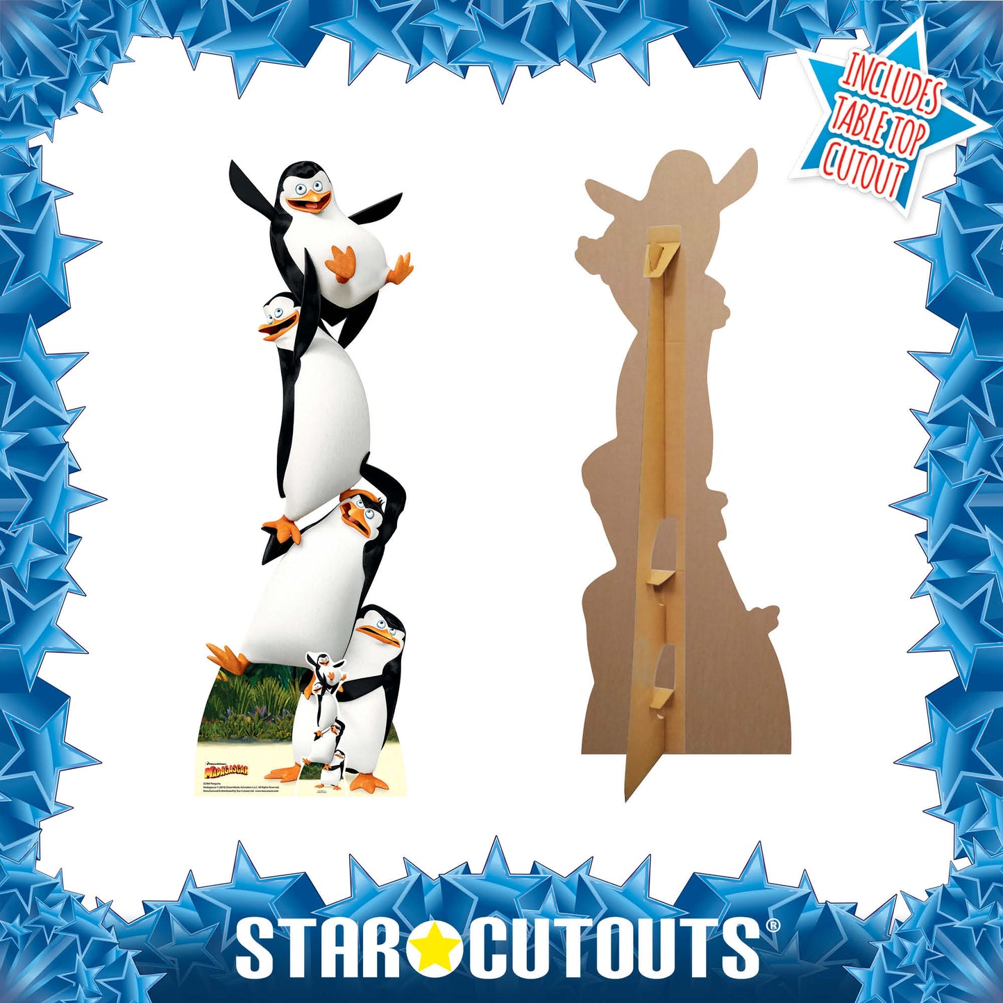 SC969 Madagascar Penguins Topsy Turvy Cardboard Cut Out Height 160cm