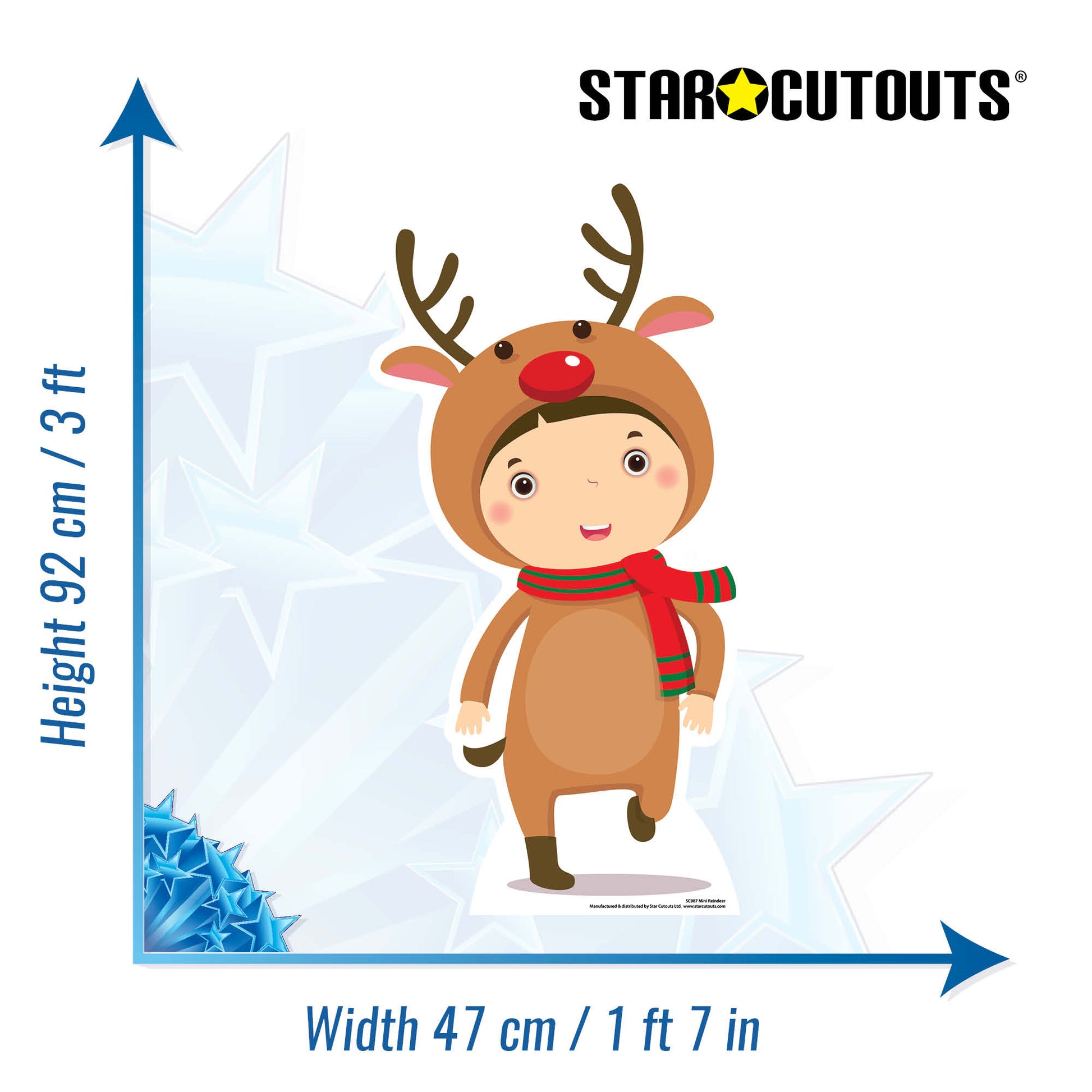 SC987 Mini Reindeer Cardboard Cut Out Height 92cm - Star Cutouts