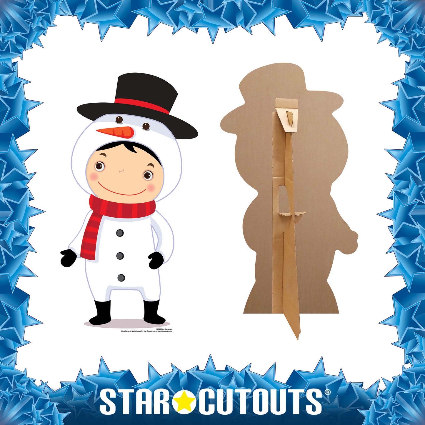 SC988 Mini Snowman Cardboard Cut Out Height 88cm - Star Cutouts