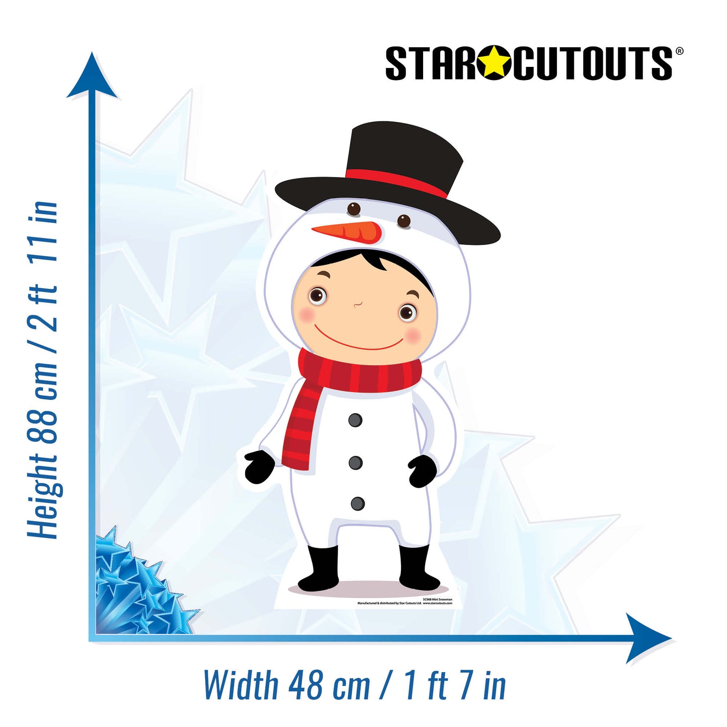 SC988 Mini Snowman Cardboard Cut Out Height 88cm - Star Cutouts