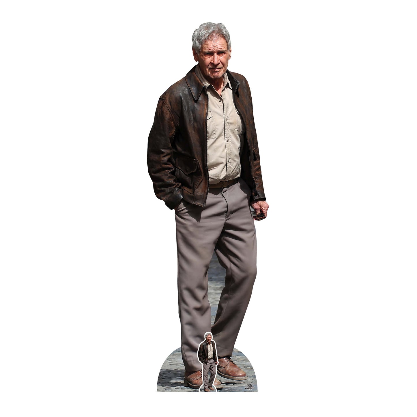 CS1017 Harrison Ford Beige Shirt & Brown Leather Jacket Height 186cm Lifesize Cardboard Cut Out With Mini