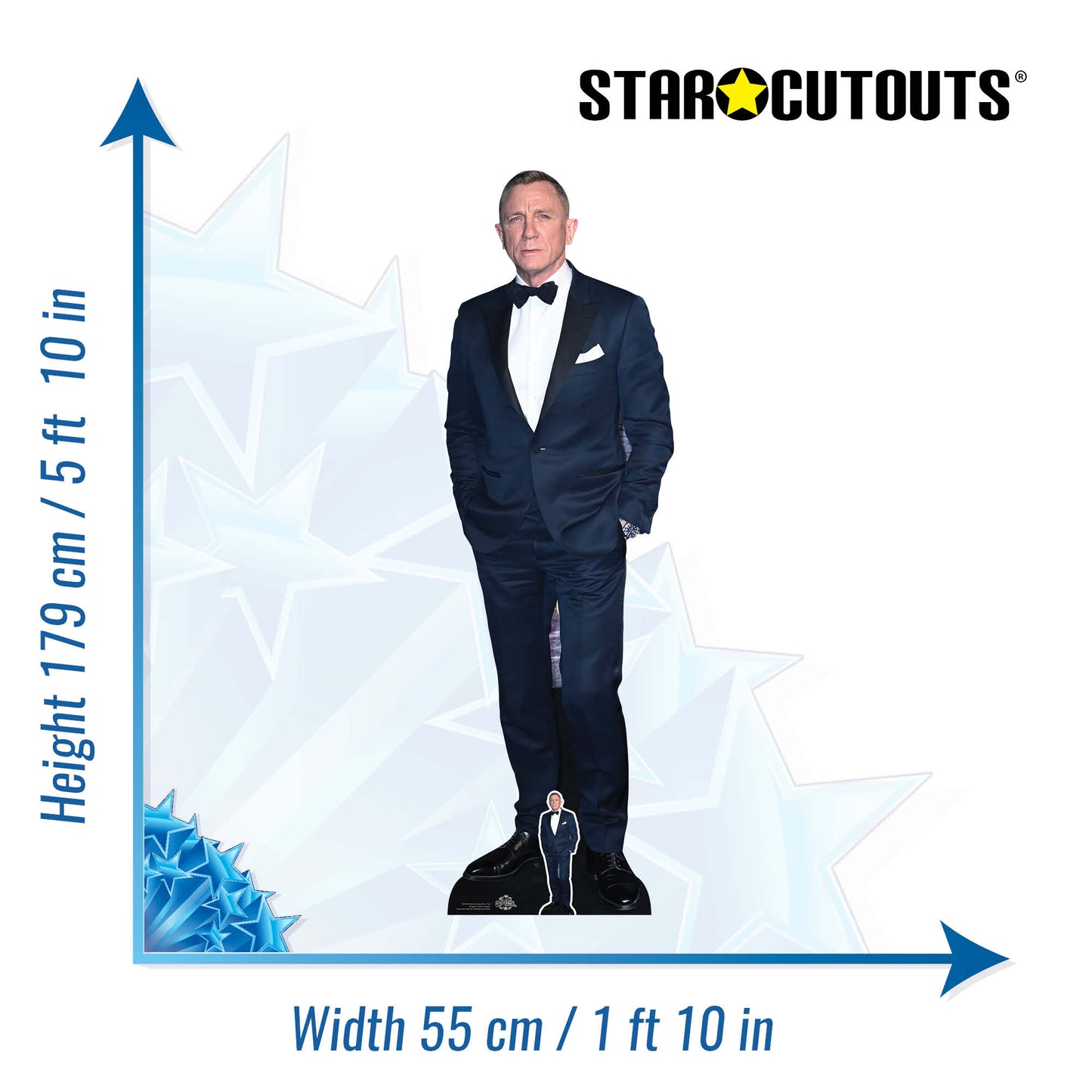 CS1050 Daniel Craig Black Suit Height 179cm Lifesize Cardboard Cut Out With Mini