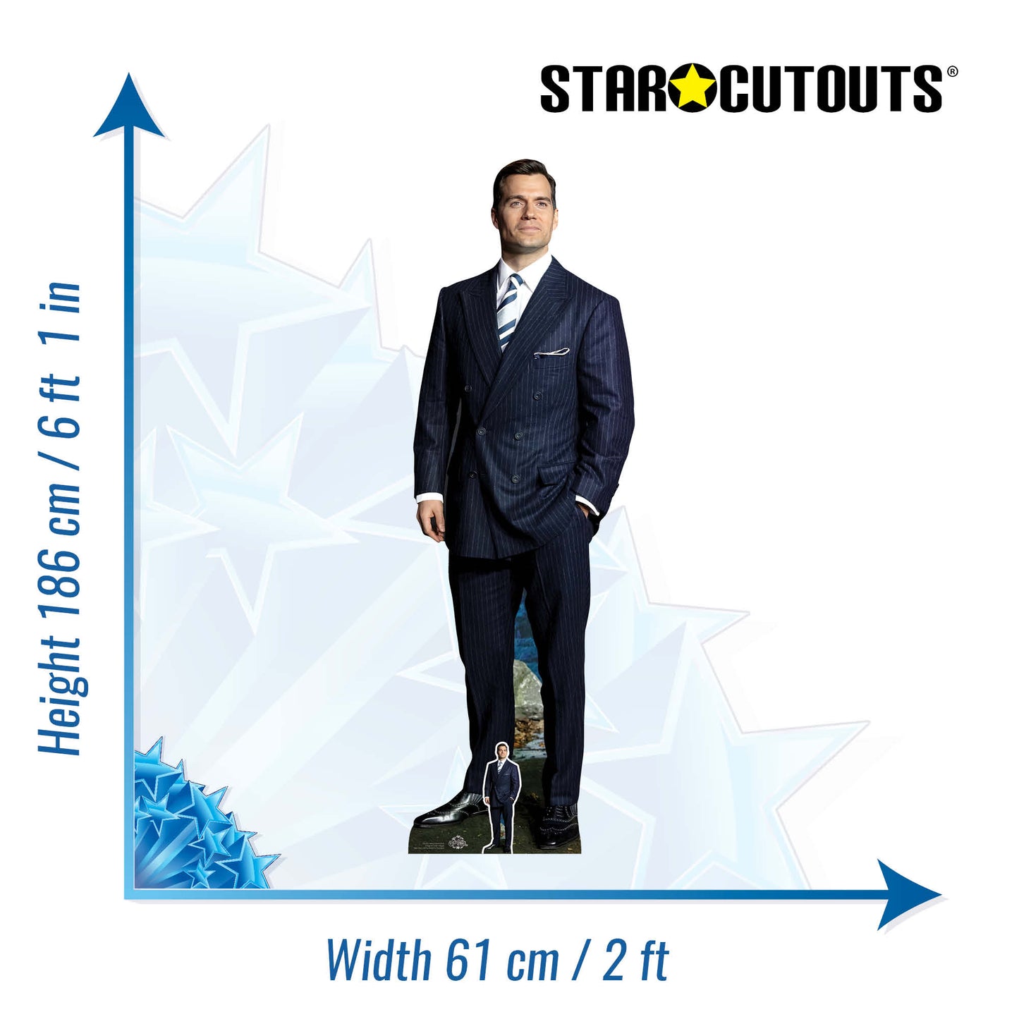 CS1051 Henry Cavill Black Suit White Shirt Height 186cm Lifesize Cardboard Cut Out With Mini