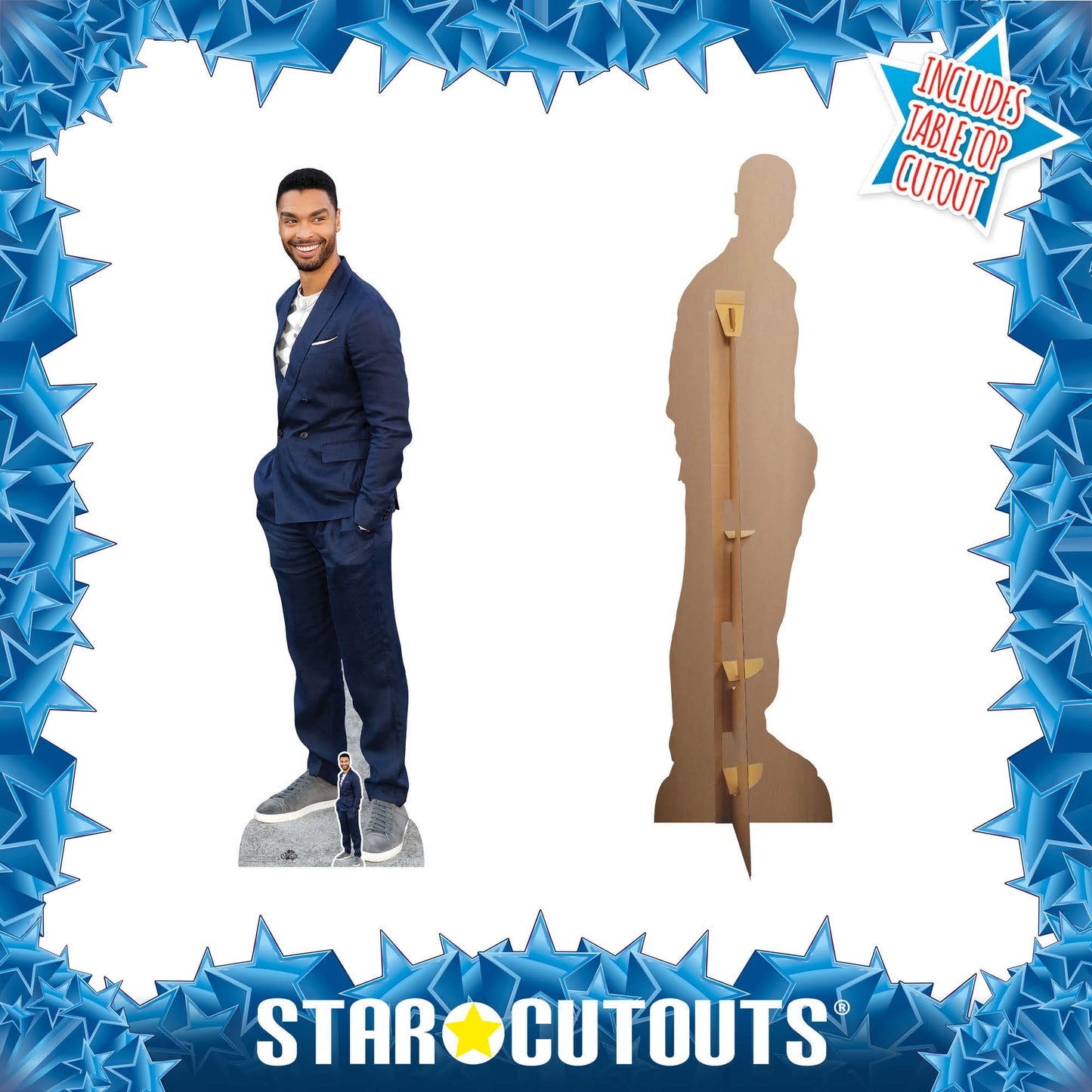 CS1053 Rege Jean Page Blue Suit Height 183cm Lifesize Cardboard Cut Out With Mini