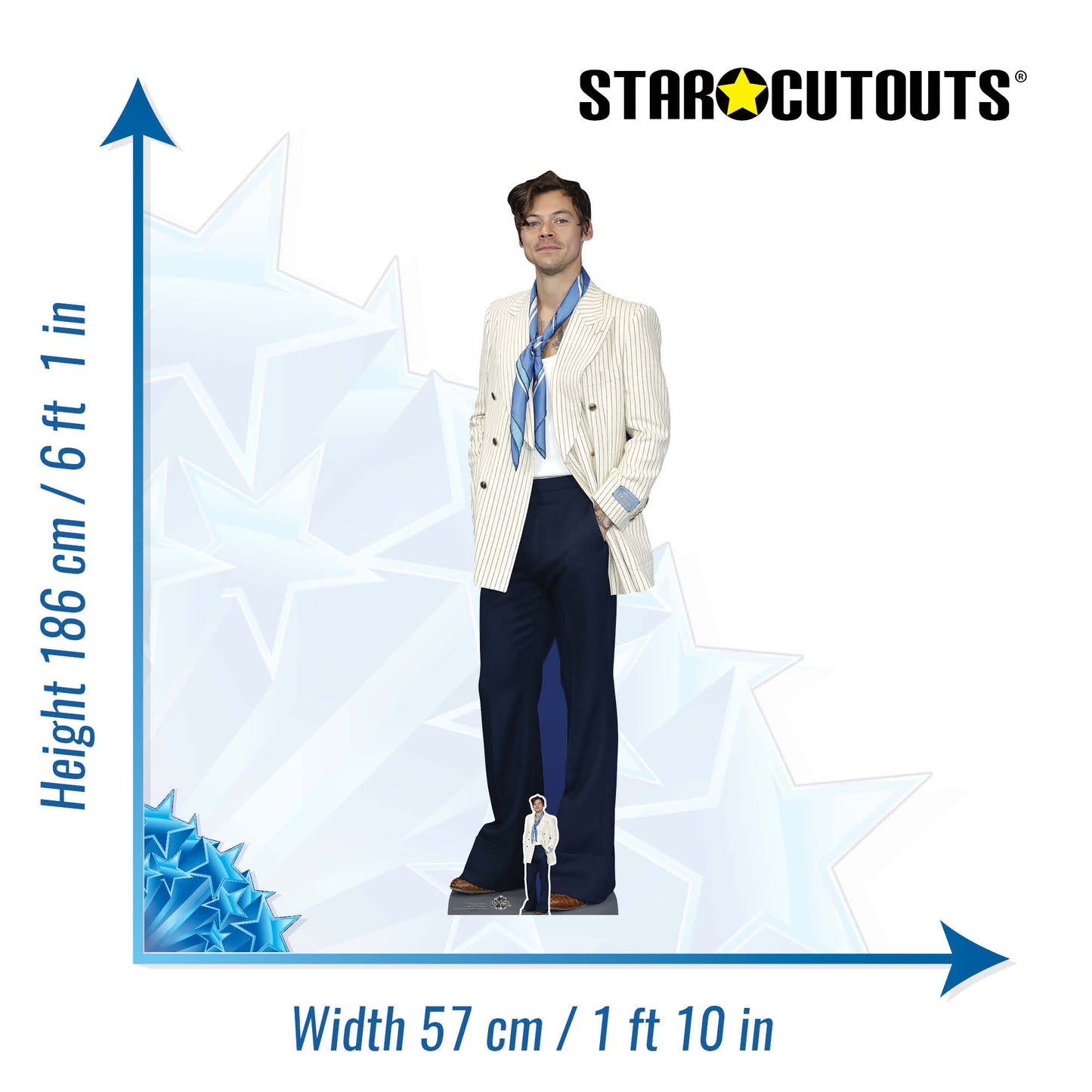 CS1055 Harry Styles White Jacket Height 186cm Lifesize Cardboard Cut Out With Mini