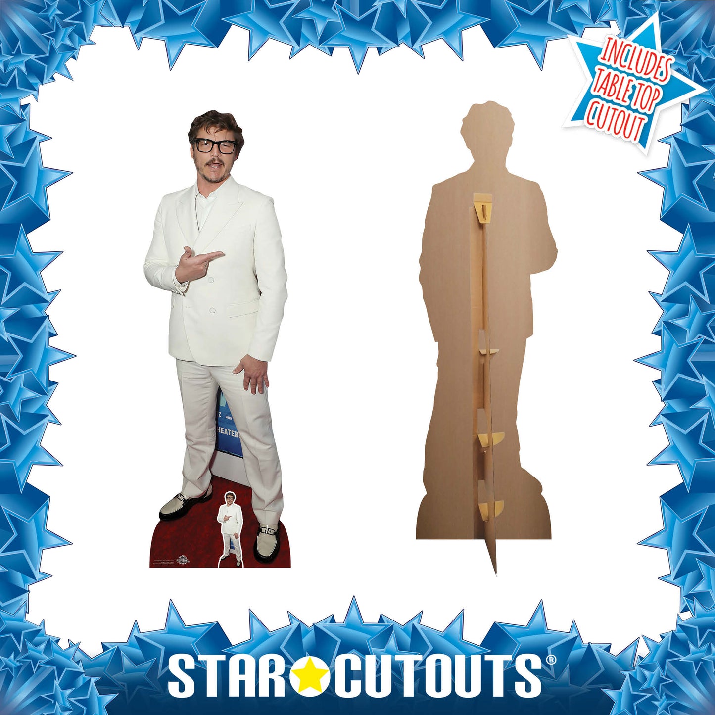 CS1066 Pedro Pascal White Suit Height 181cm Lifesize Cardboard Cut Out With Mini