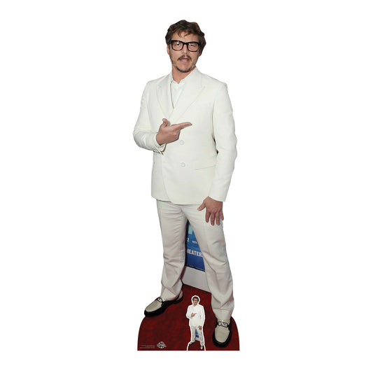 CS1066 Pedro Pascal White Suit Height 181cm Lifesize Cardboard Cut Out With Mini