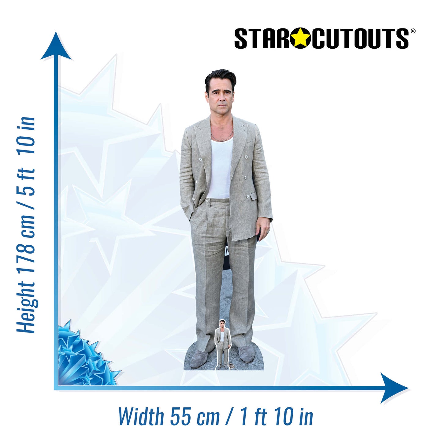 CS1072 Colin Farrell Height 178cm Lifesize Cardboard Cut Out With Mini