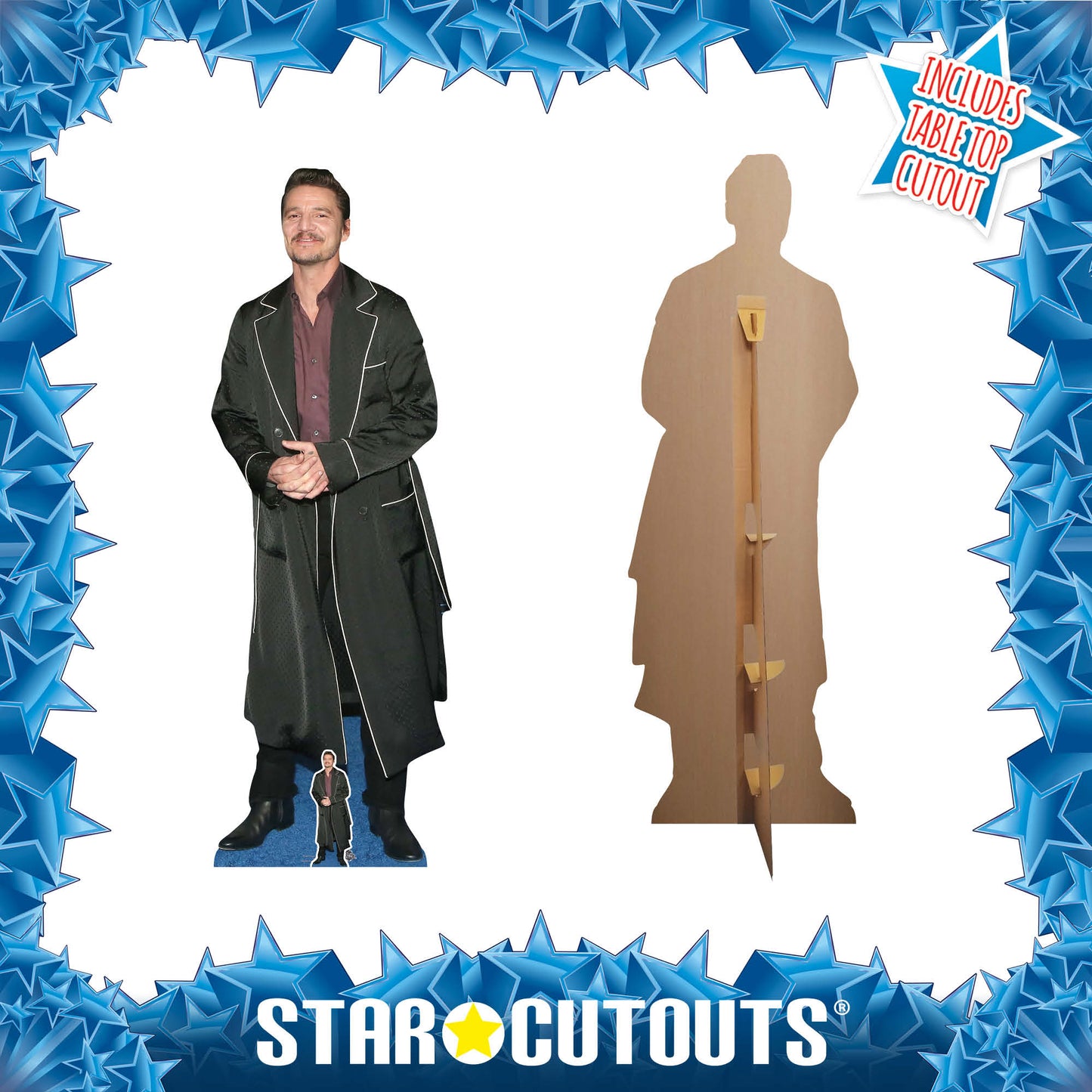 CS1077 Pedro Pascal Black Coat Height 181cm Lifesize Cardboard Cut Out With Mini