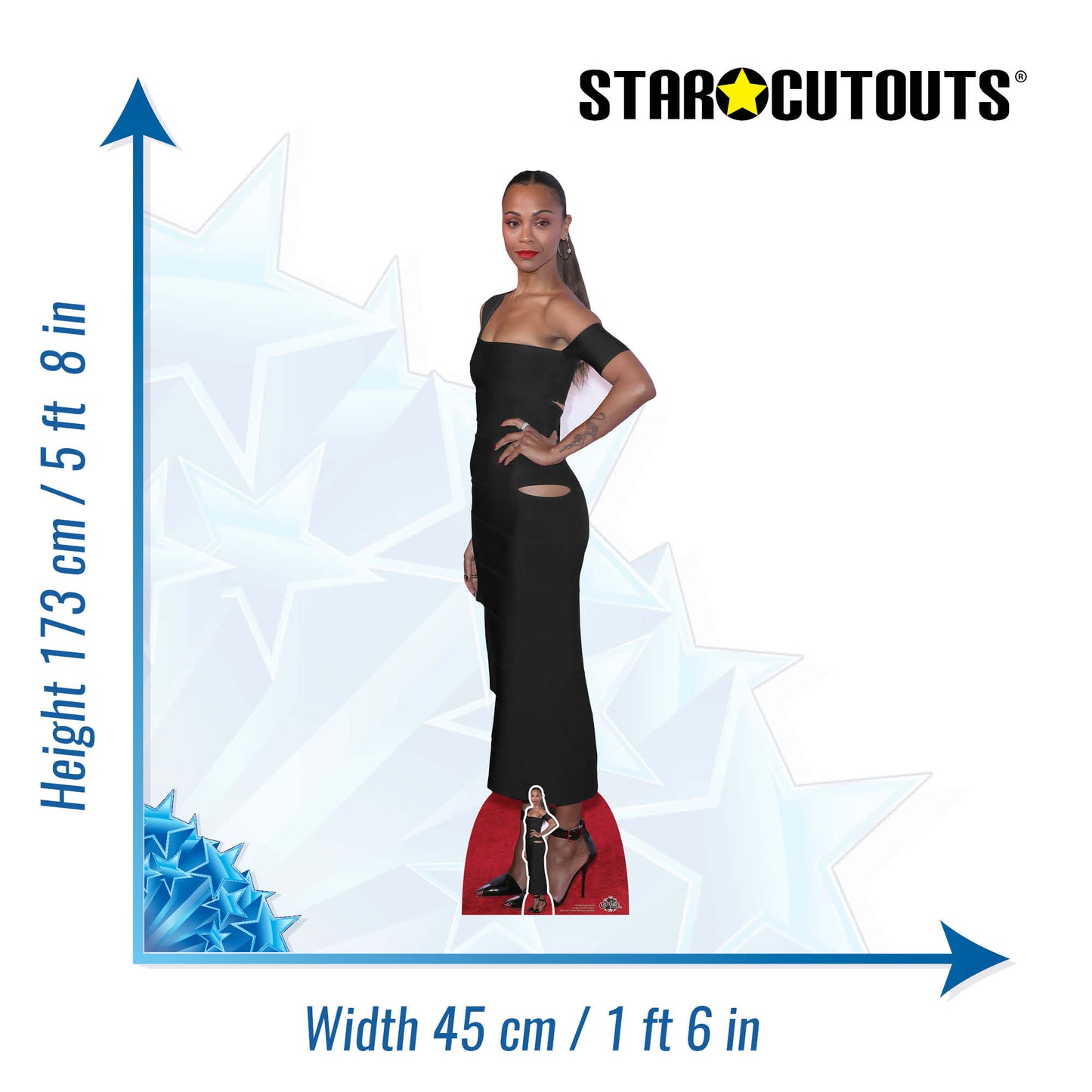 CS1082 Zoe Saldana Height 173cm Lifesize Cardboard Cut Out With Mini