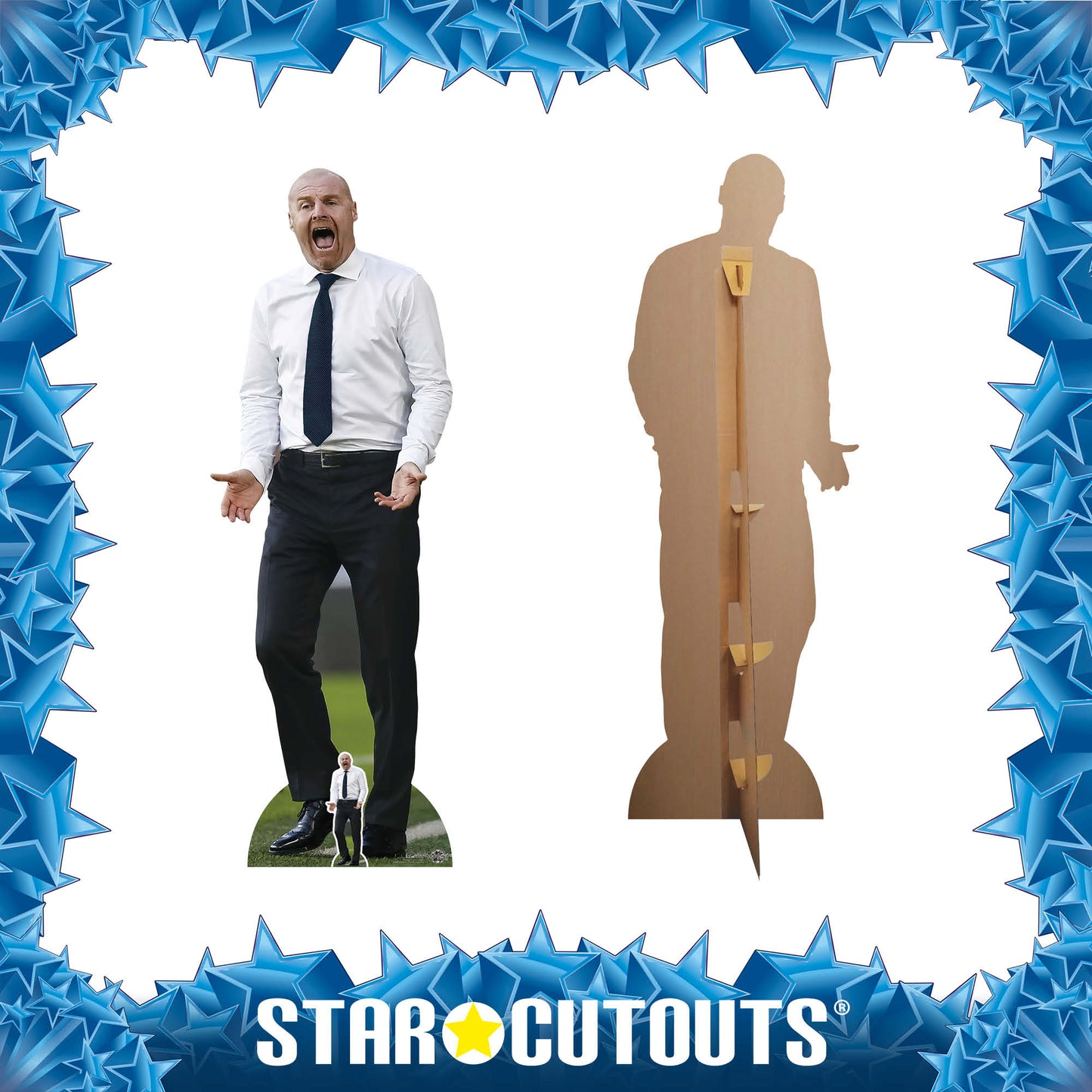 CS1132 Sean Dyche Blue Tie Height 183cm Lifesize Cardboard Cut Out With Mini