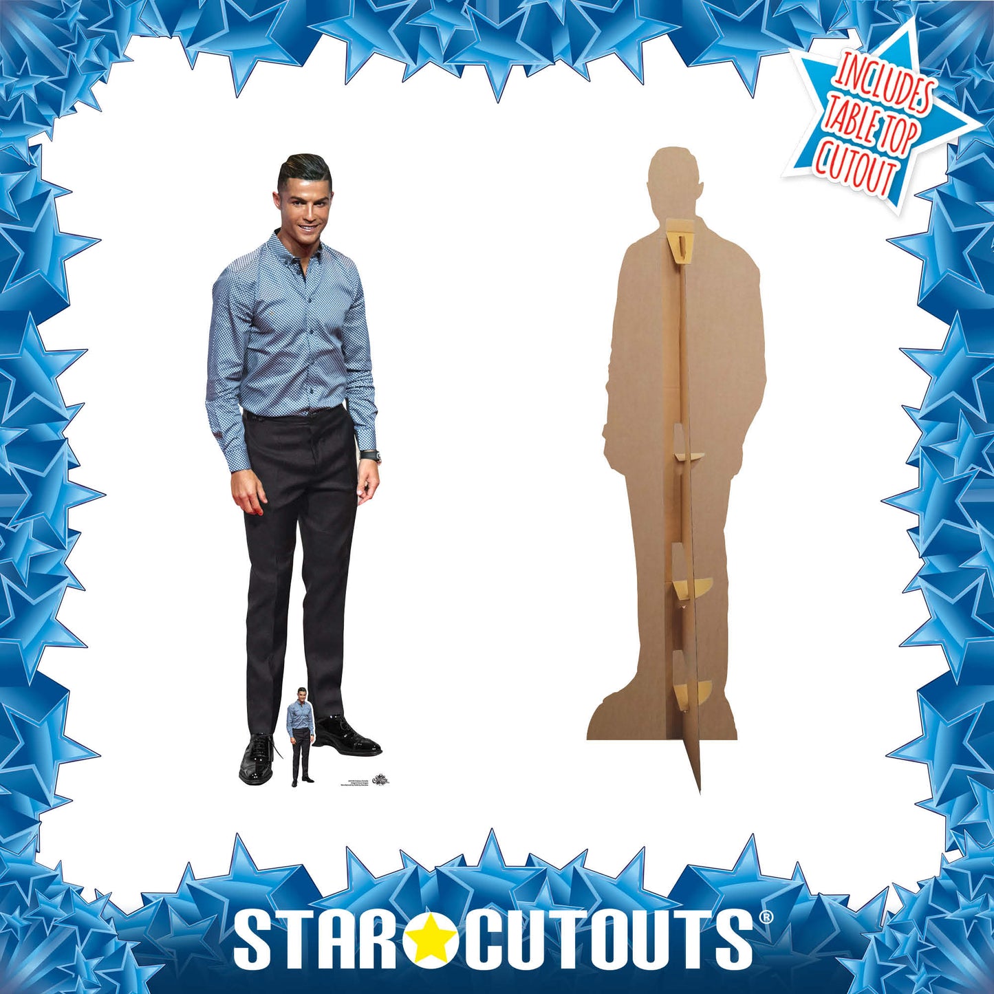 CS1138 Cristiano Ronaldo Blue Shirt Height 188cm Lifesize Cardboard Cut Out With Mini