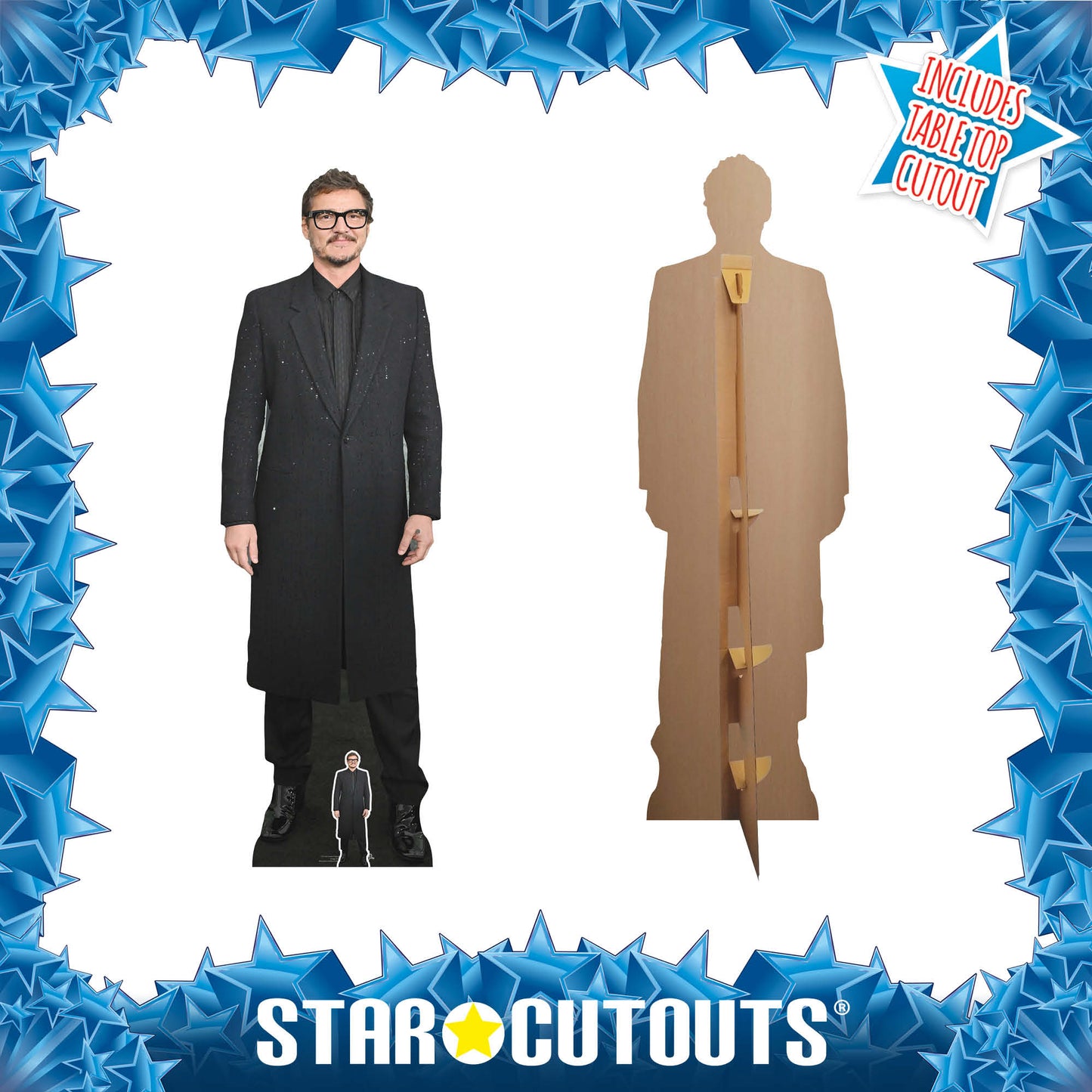 CS1163 Pedro Pascal Long Coat Height 182cm Lifesize Cardboard Cut Out With Mini