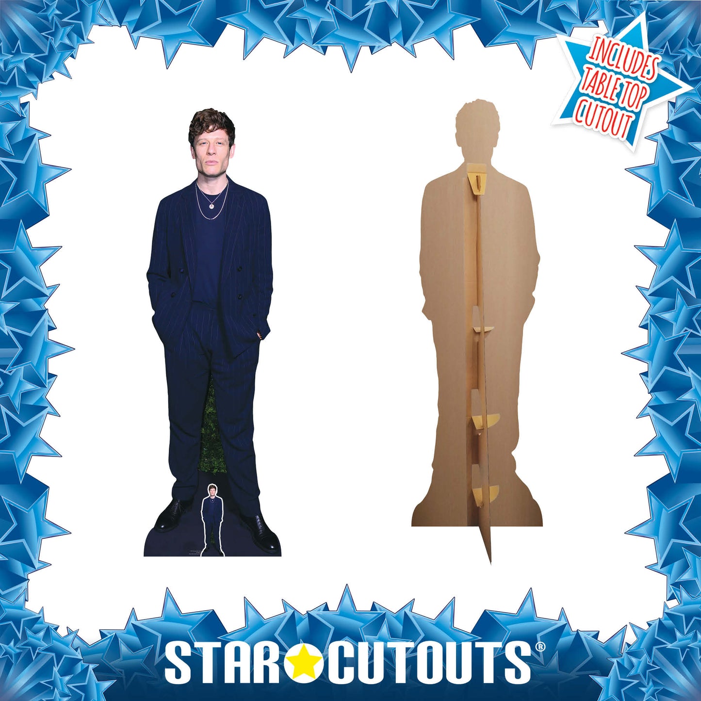 CS1164 James Norton Blue Suit Height 186cm Lifesize Cardboard Cut Out With Mini