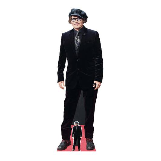 CS1218 Johnny Depp Black Suit  Height 179cm Lifesize Cardboard Cut Out With Mini